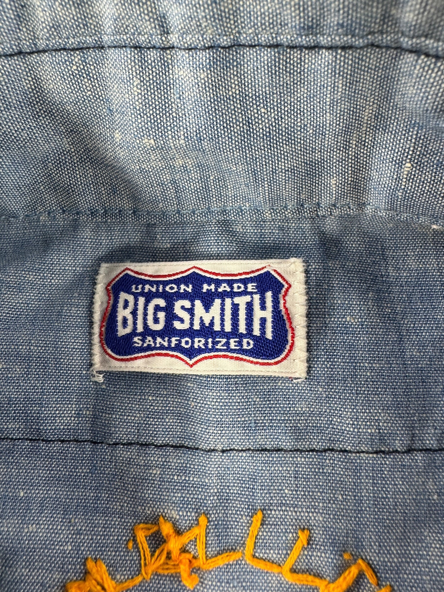 Label on Vintage Big Smith Embroidered Chambray Shirt SZ L
