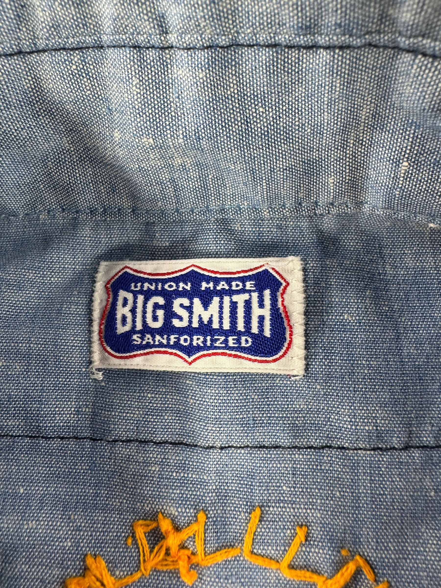 Label on Vintage Big Smith Embroidered Chambray Shirt SZ L
