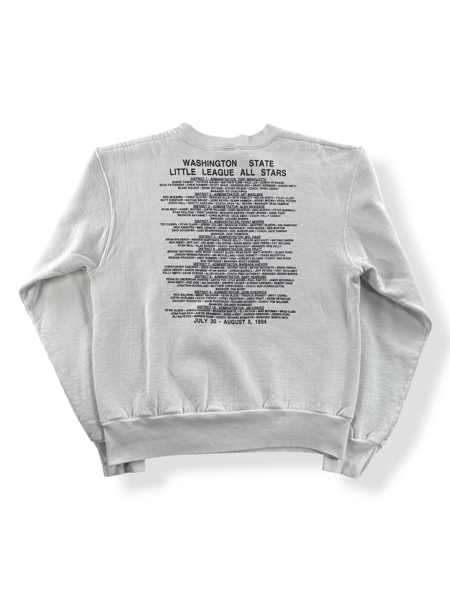 Back of Vintage 1994 Spirit of Washington Little League Crewneck SZ M