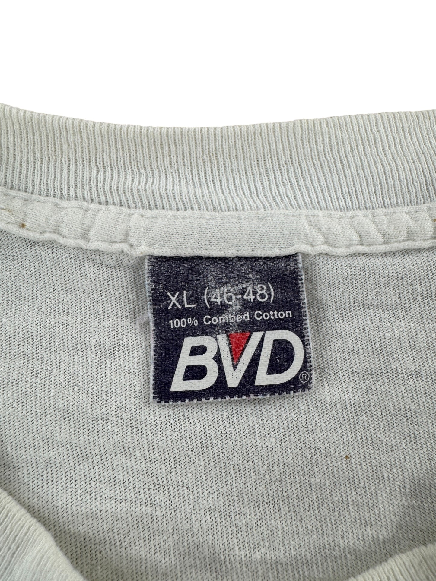 Tag on Vintage 100% Cotton BVD White Tee SZ XL (Fits M)