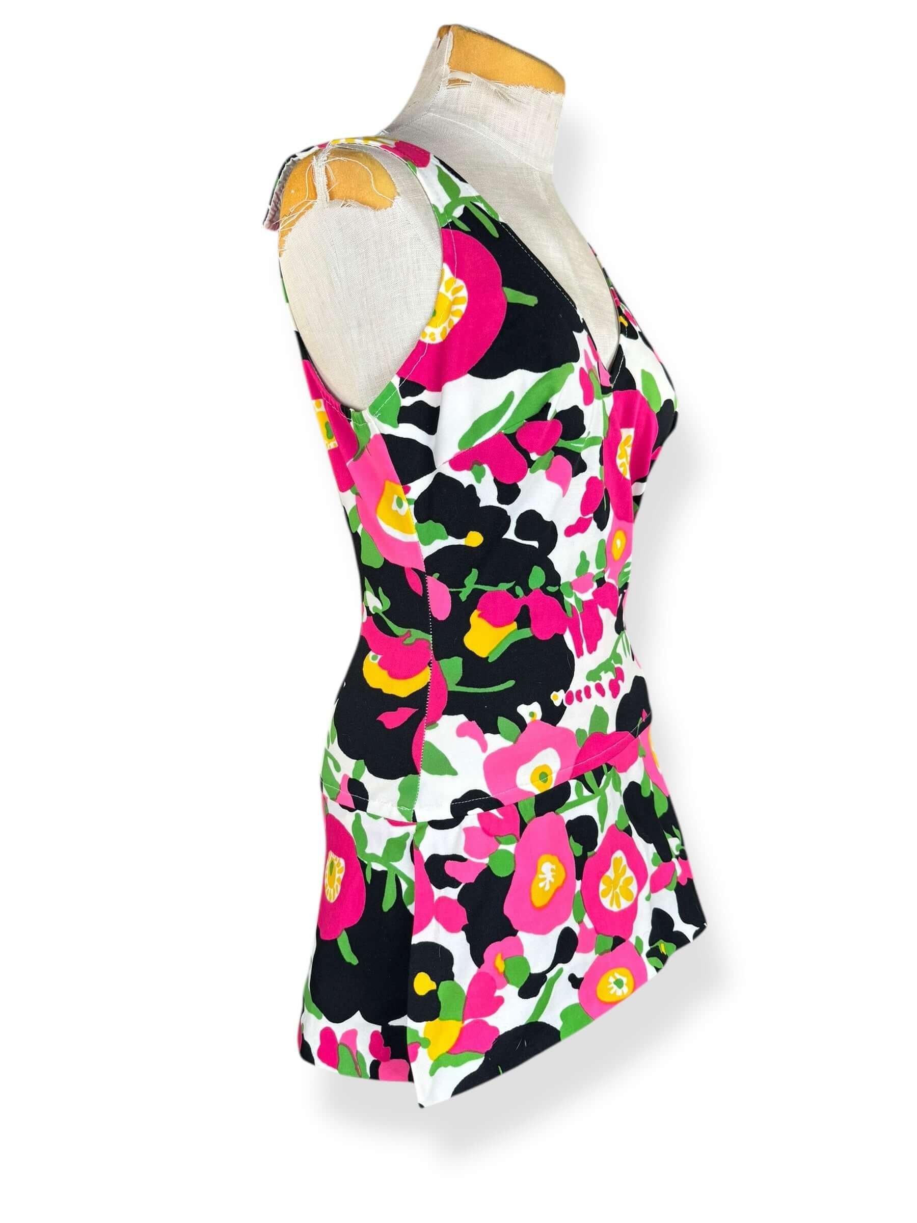Side of 1960s Vibrant Floral Roxanne Bathing Suit S-L