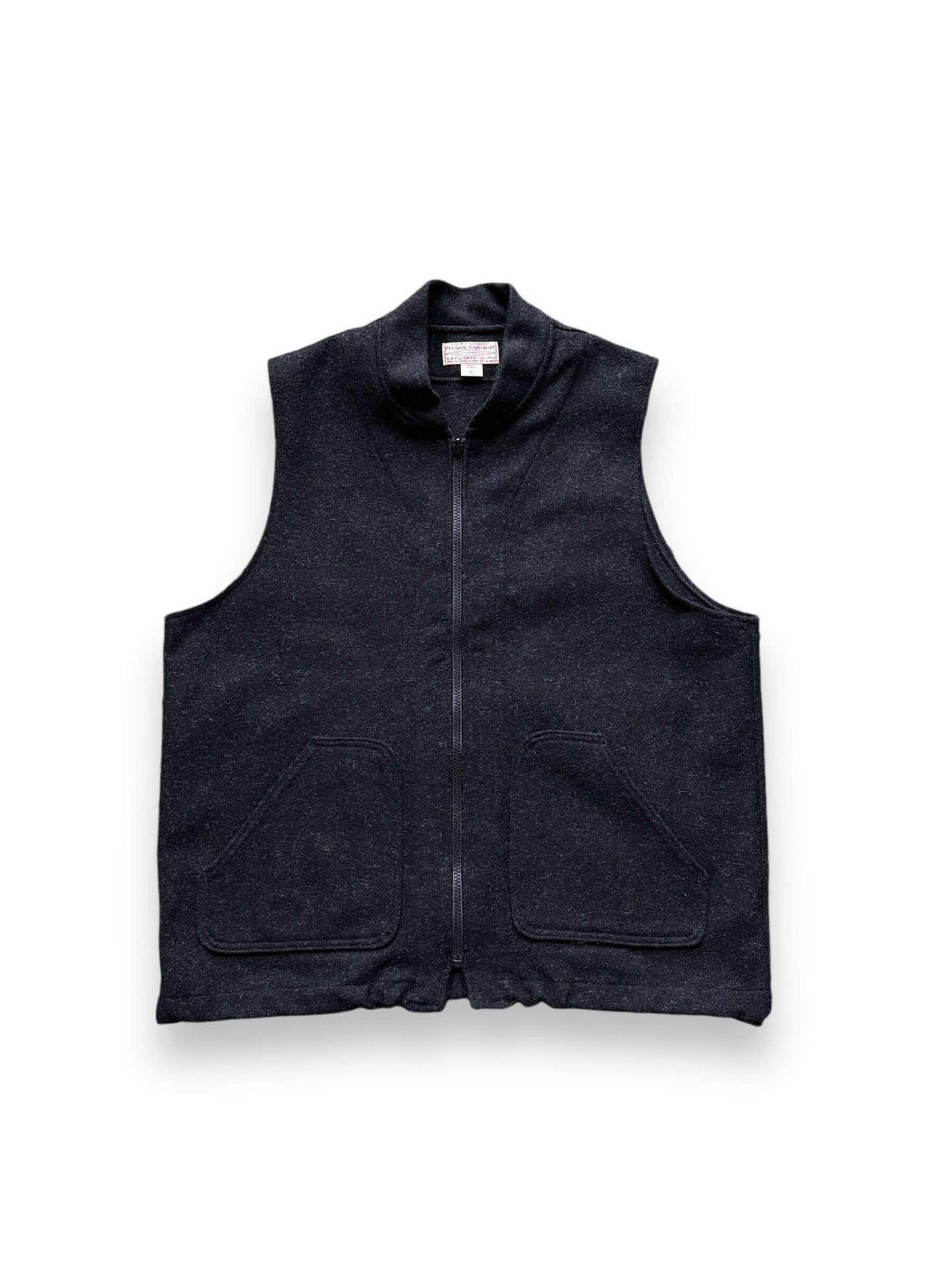 Front View of Filson Charcoal Liner Vest SZ XL