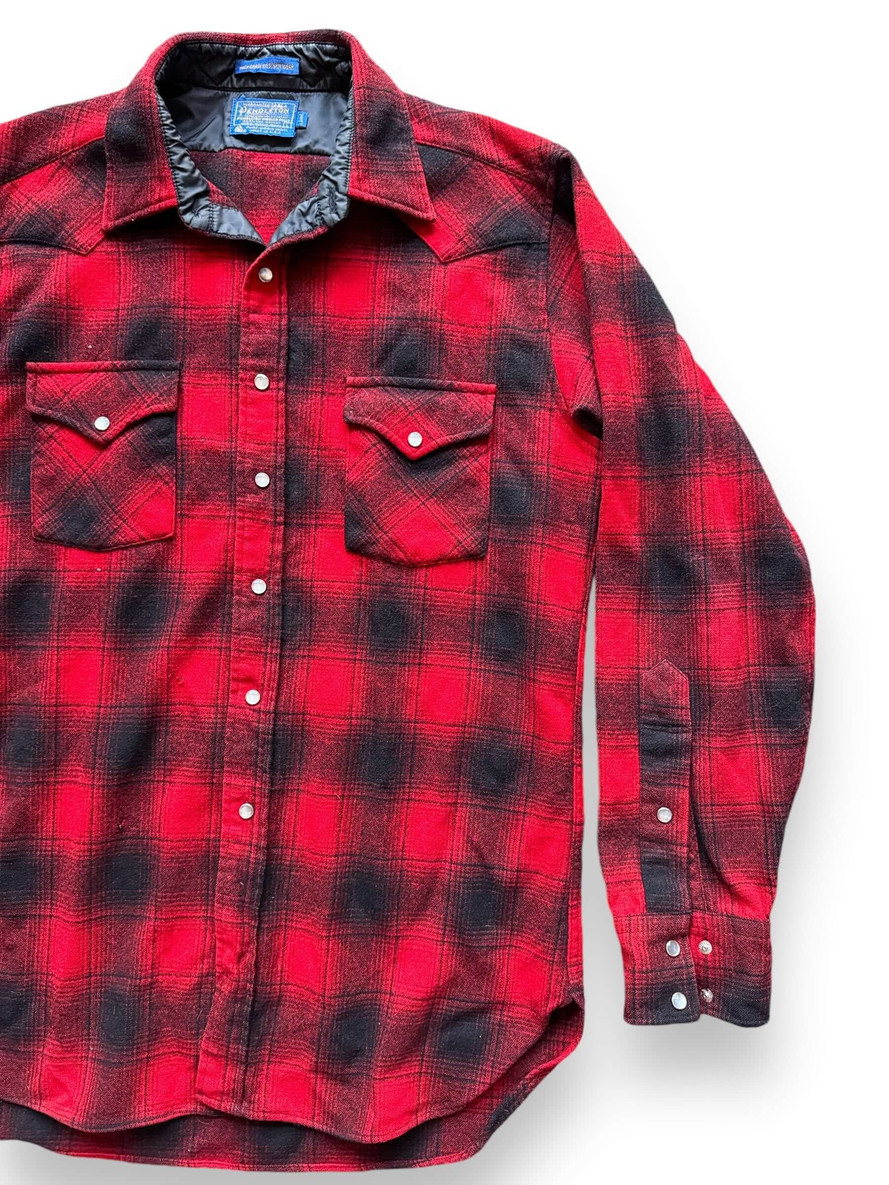 Front Left View of Vintage Pendleton Buffalo Plaid High Grade Wool Western Shirt SZ L