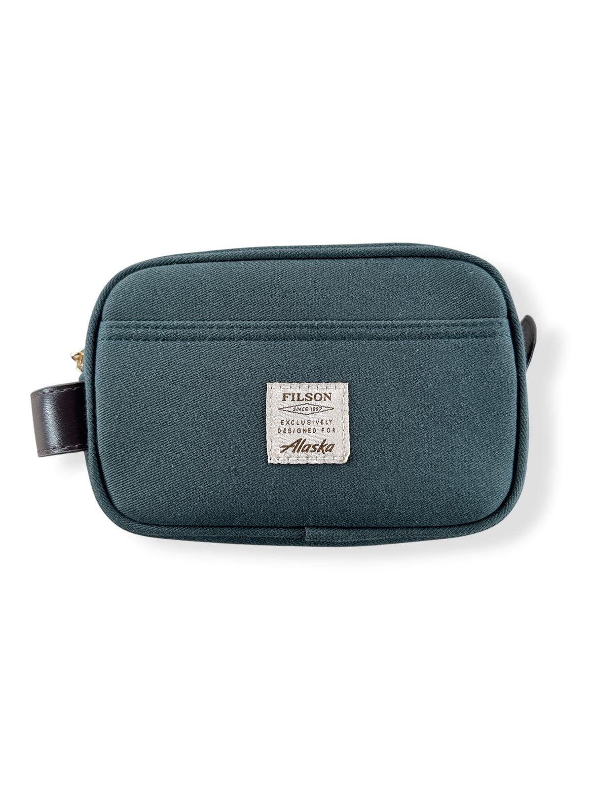 Layed down top view of Filson X Alaska Airlines Mini Accessories Bag