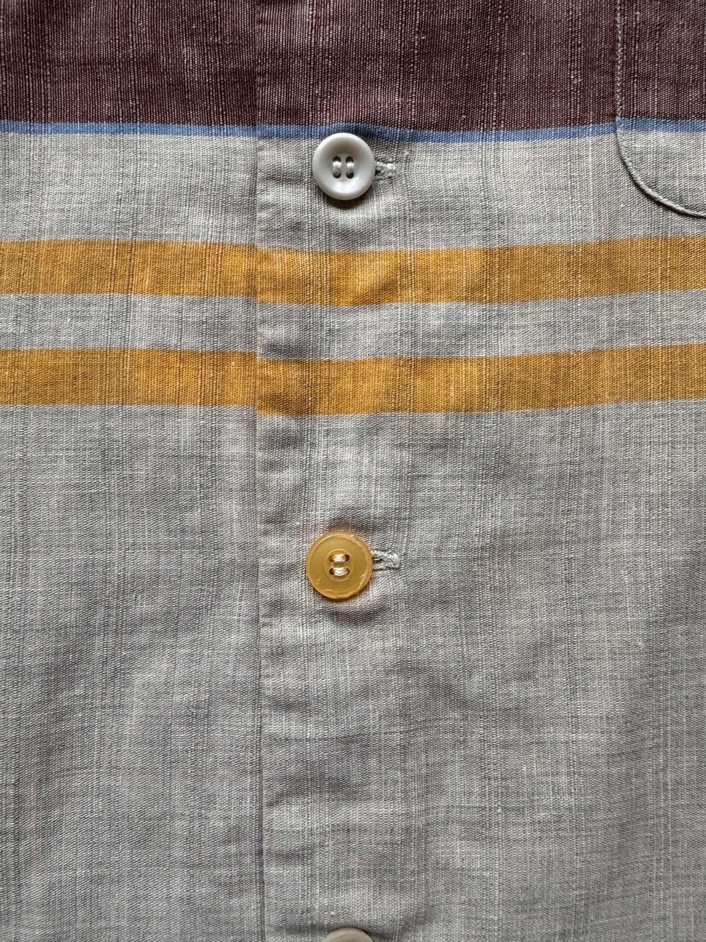 Buttons on Vintage Brown & Yellow Long Sleeve Loop Collar