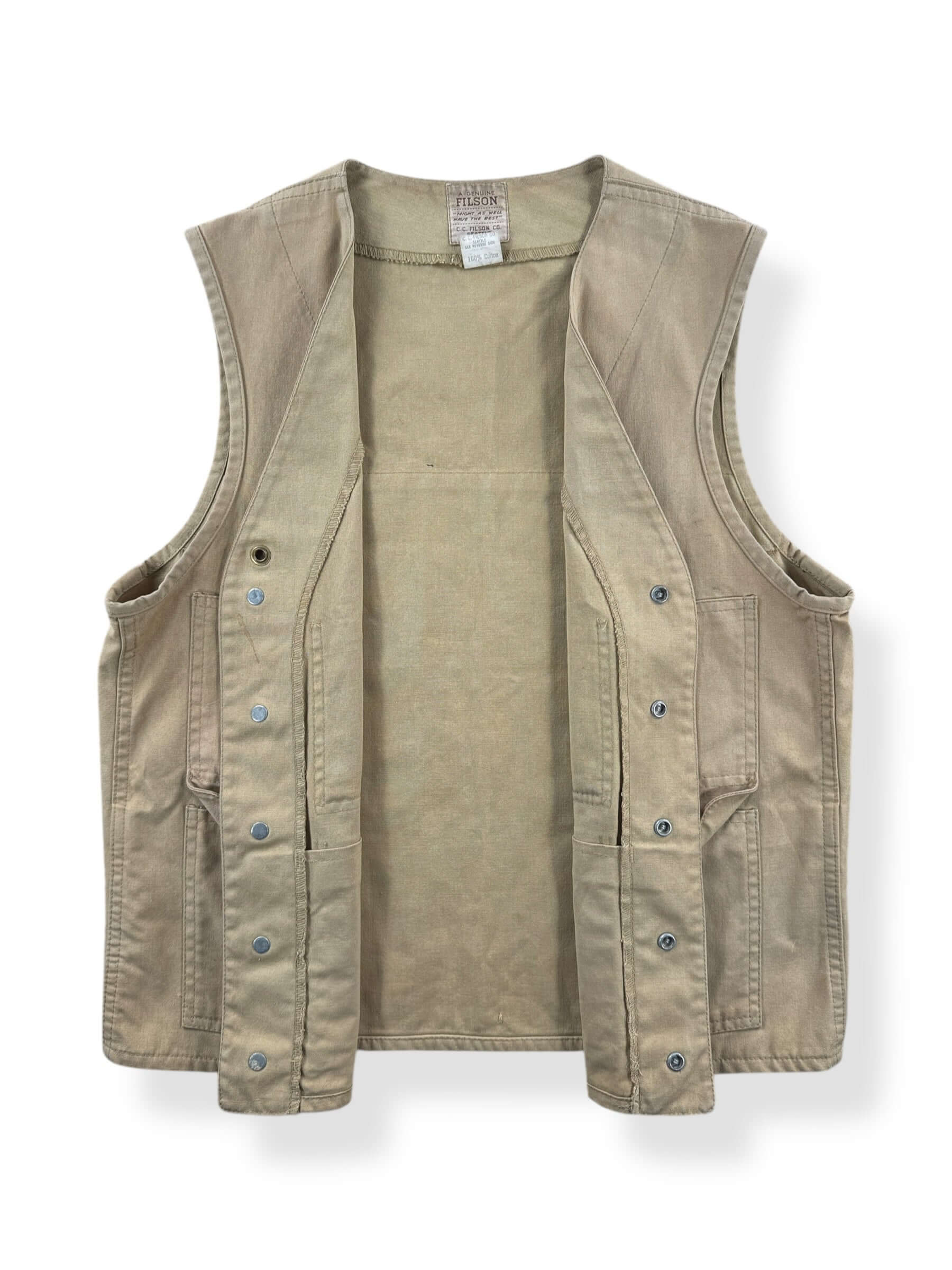 Inside of Vintage Filson Tin Cloth Vest SZ 36