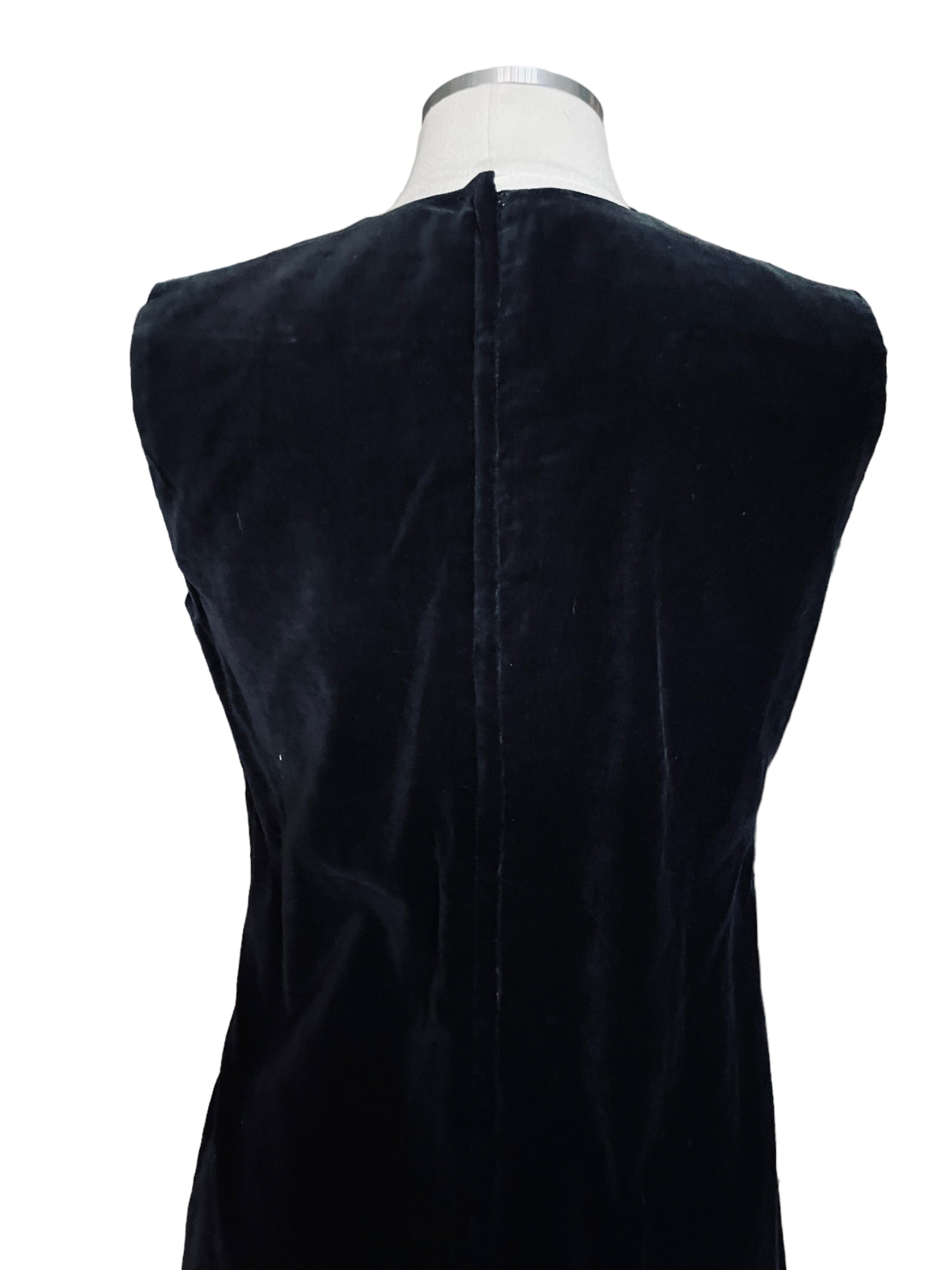 Top back view of Vintage 1950s Donnkenney Black Velvet Dress|  Barn Owl Vintage | Seattle Vintage Dresses