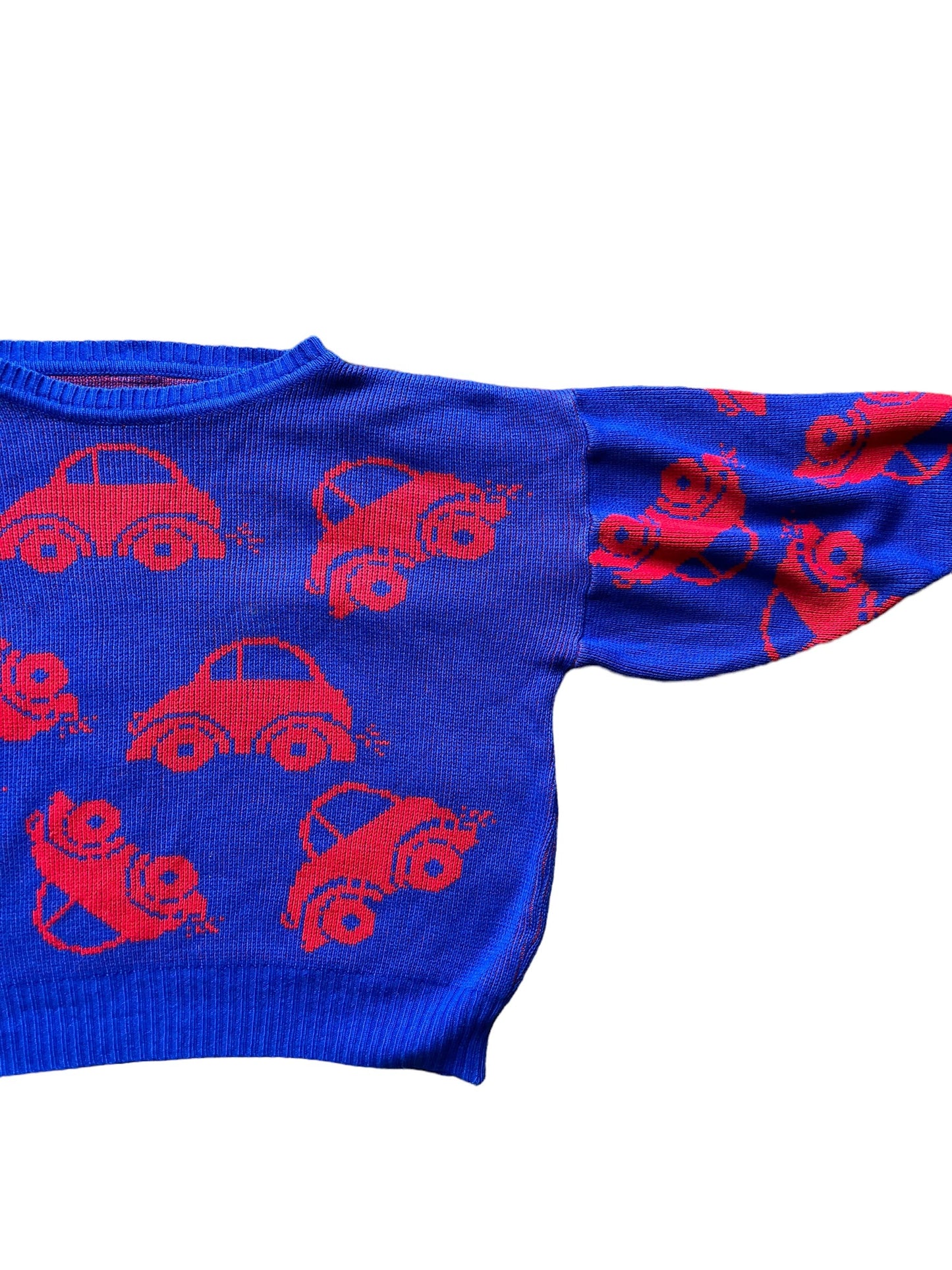 Front left sleeve of Vintage 1970s Volks Wagen Bug Sweater SZ XL | Barn Owl Sweaters | Seattle Vintage