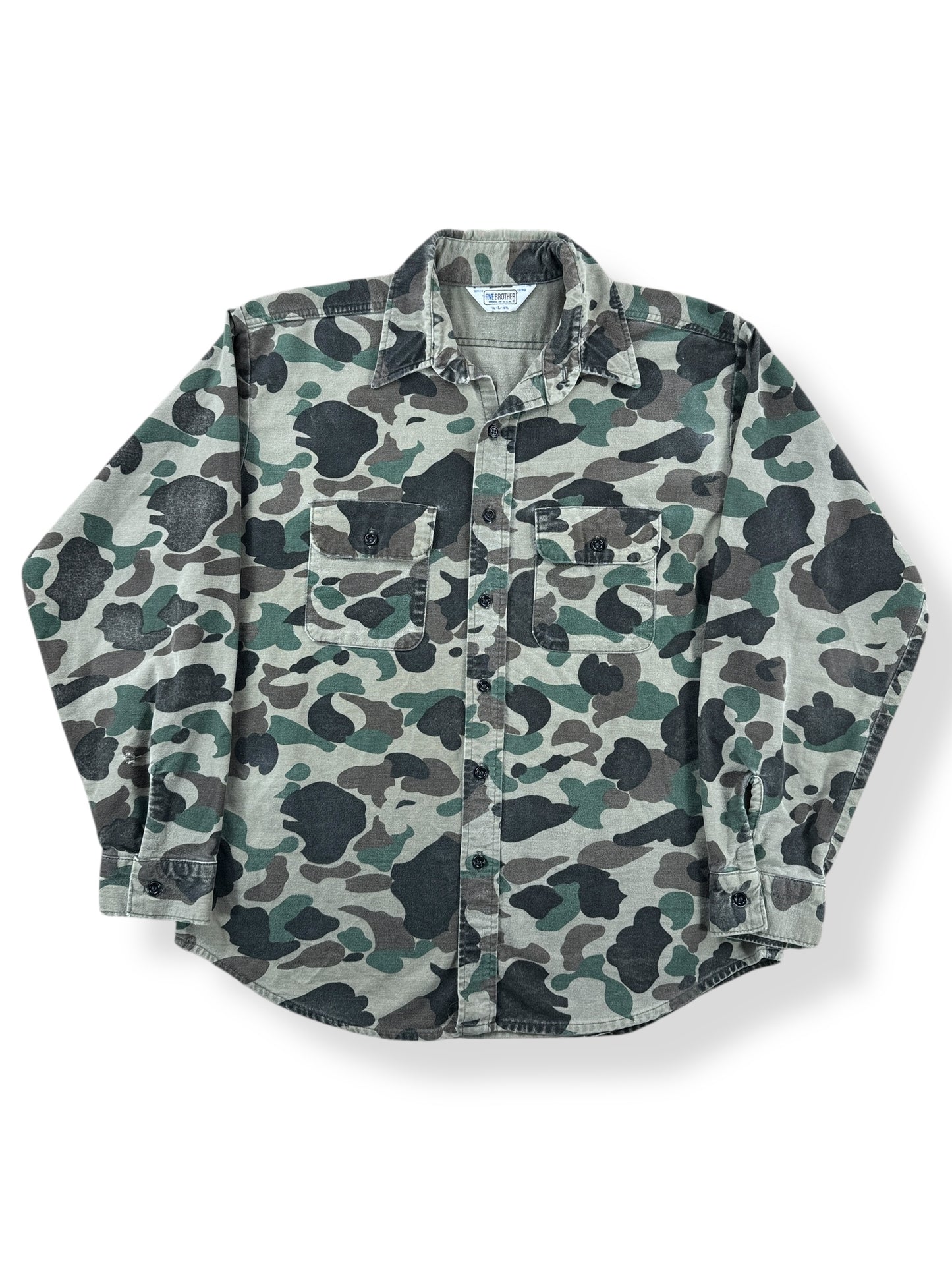 Front of Vintage 5 Brother Camo Chamois Shirt SZ L
