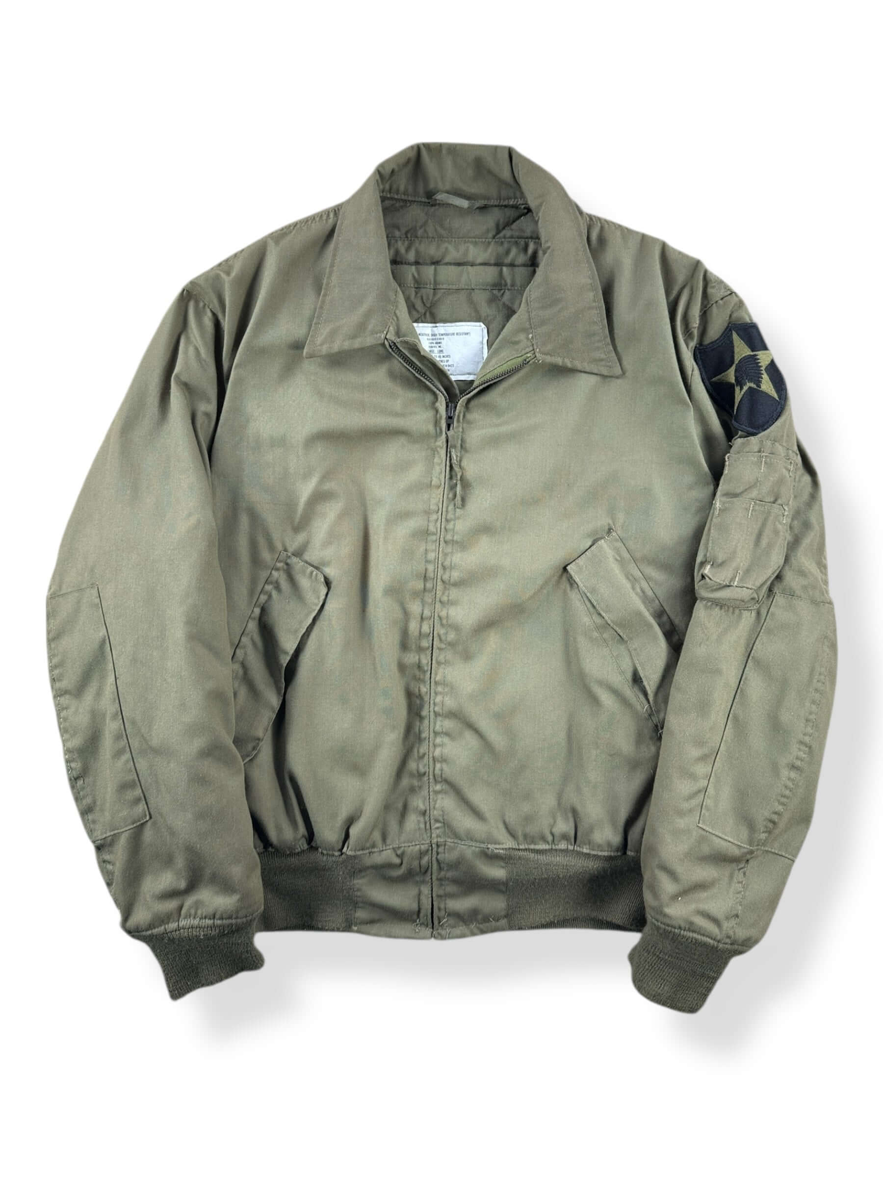 Front of Vintage 90s Era 2nd Infantry Cold Weather Flyers Jacket SZ L Long