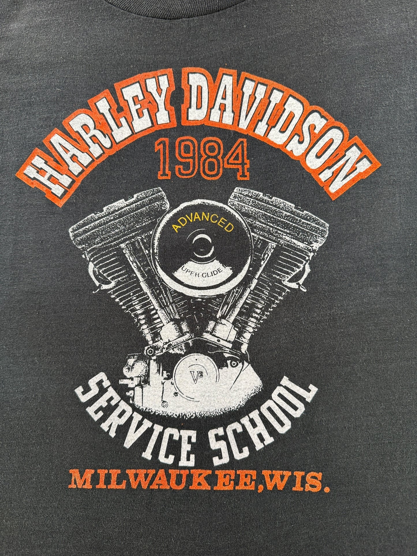 Graphic of Vintage Harley Davidson Service School Milwaukee Tee SZ M (Fits S)