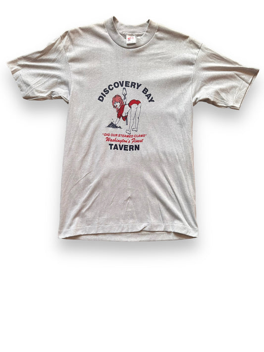 Front View of Vintage Discovery Bay Tavern Tee SZ S |  Vintage Port Townsend Steamed Clam Tee | Vintage Clothing Seattle