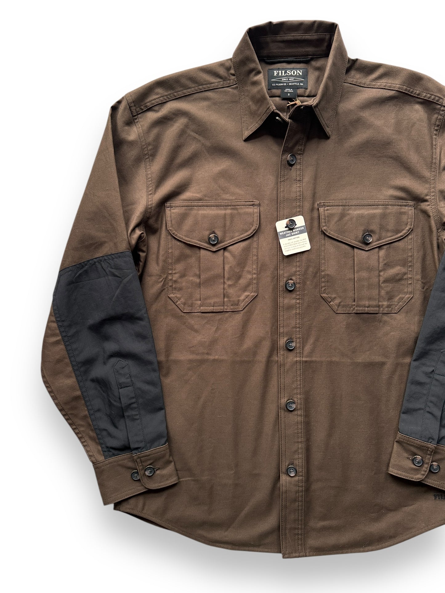 Front Right of NWT Filson Marsh Olive Weather Worker Jac Shirt Shirt SZ S