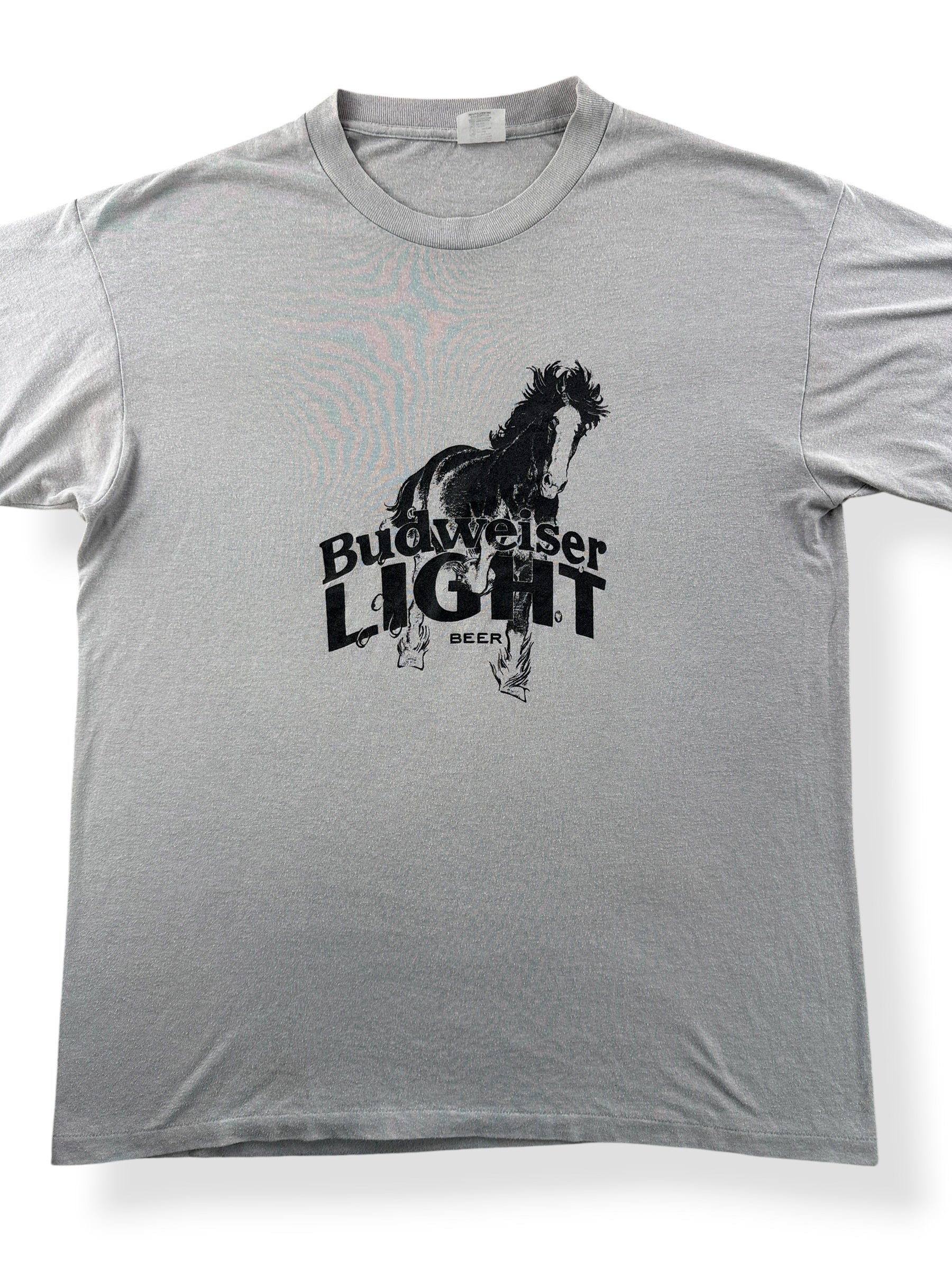 Close-up of Vintage Bud Light Clydesdale Tee SZ XL (Fits L)