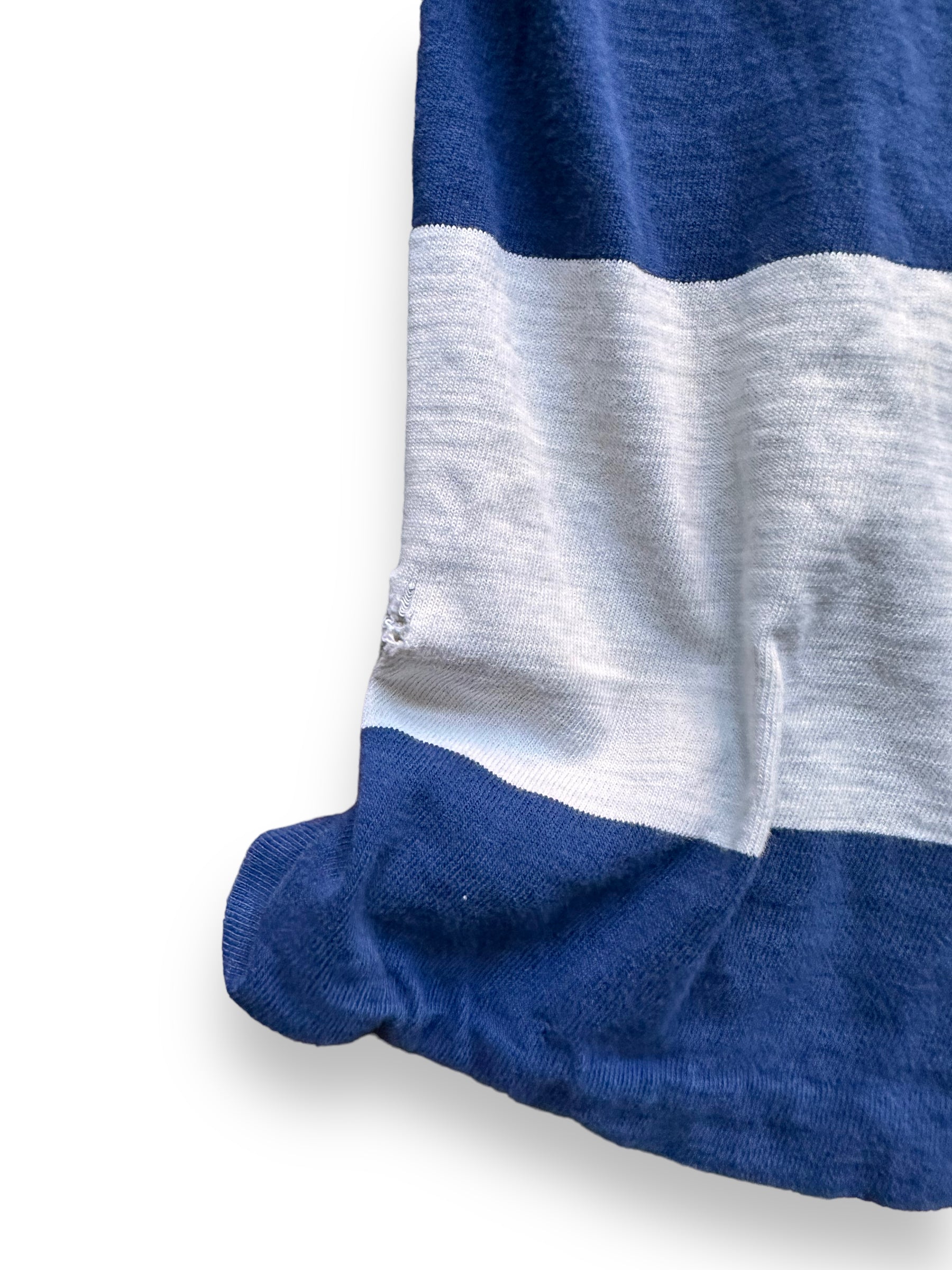 Snags on Bottom of Vintage Blue Striped Surfer Shirt SZ M | Vintage Striped Shirt Seattle | Barn Owl Vintage Seattle