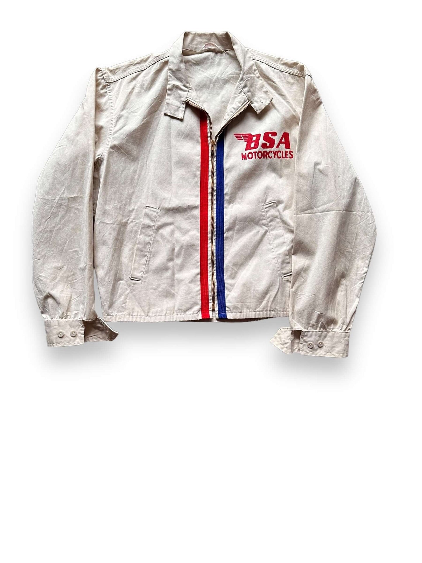 Front View of Vintage BSA Motorcycles Champion Racing Jacket SZ M