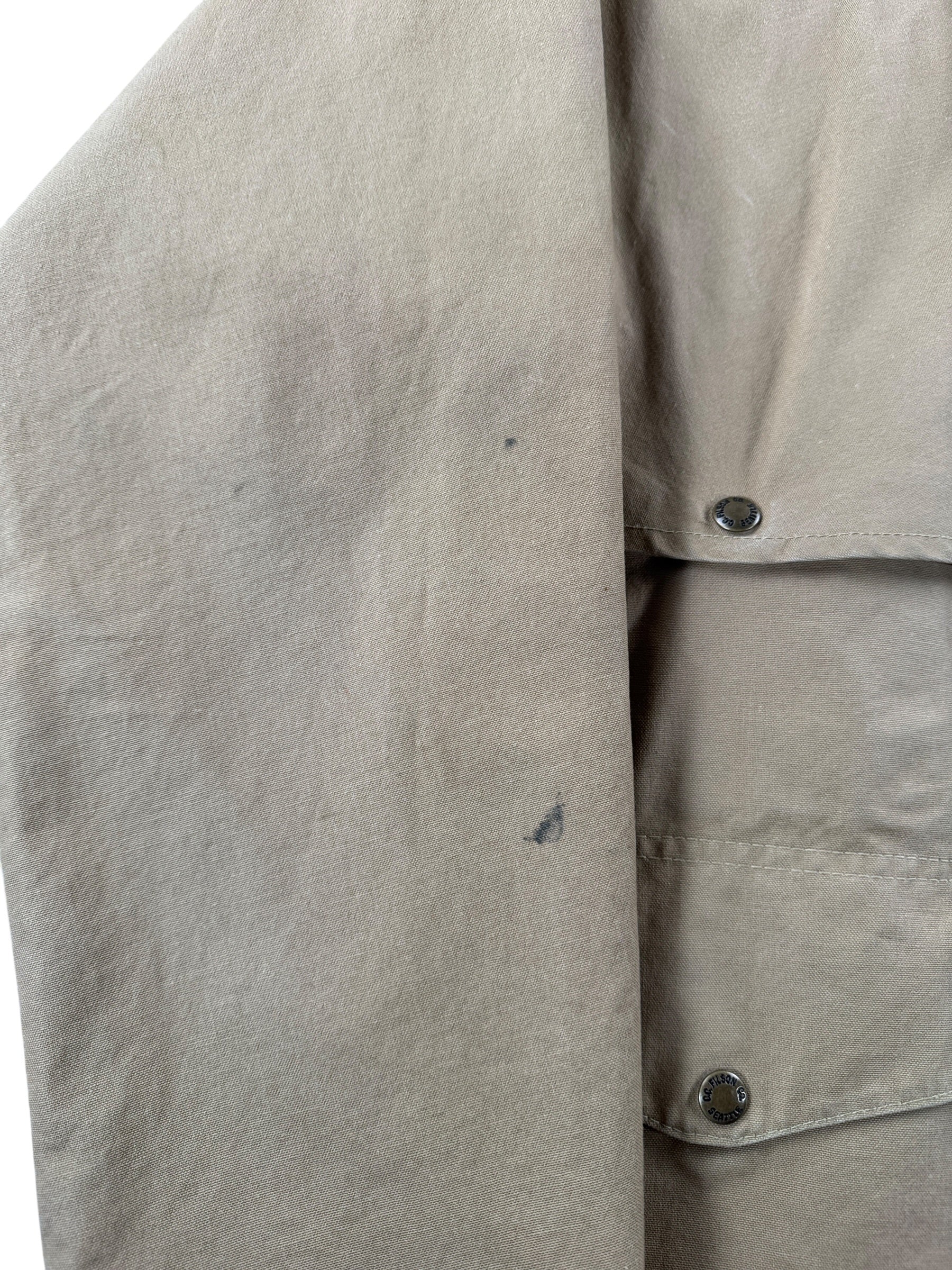 Stains on Vintage Filson Dry Tin Cloth Packer Jacket SZ 44