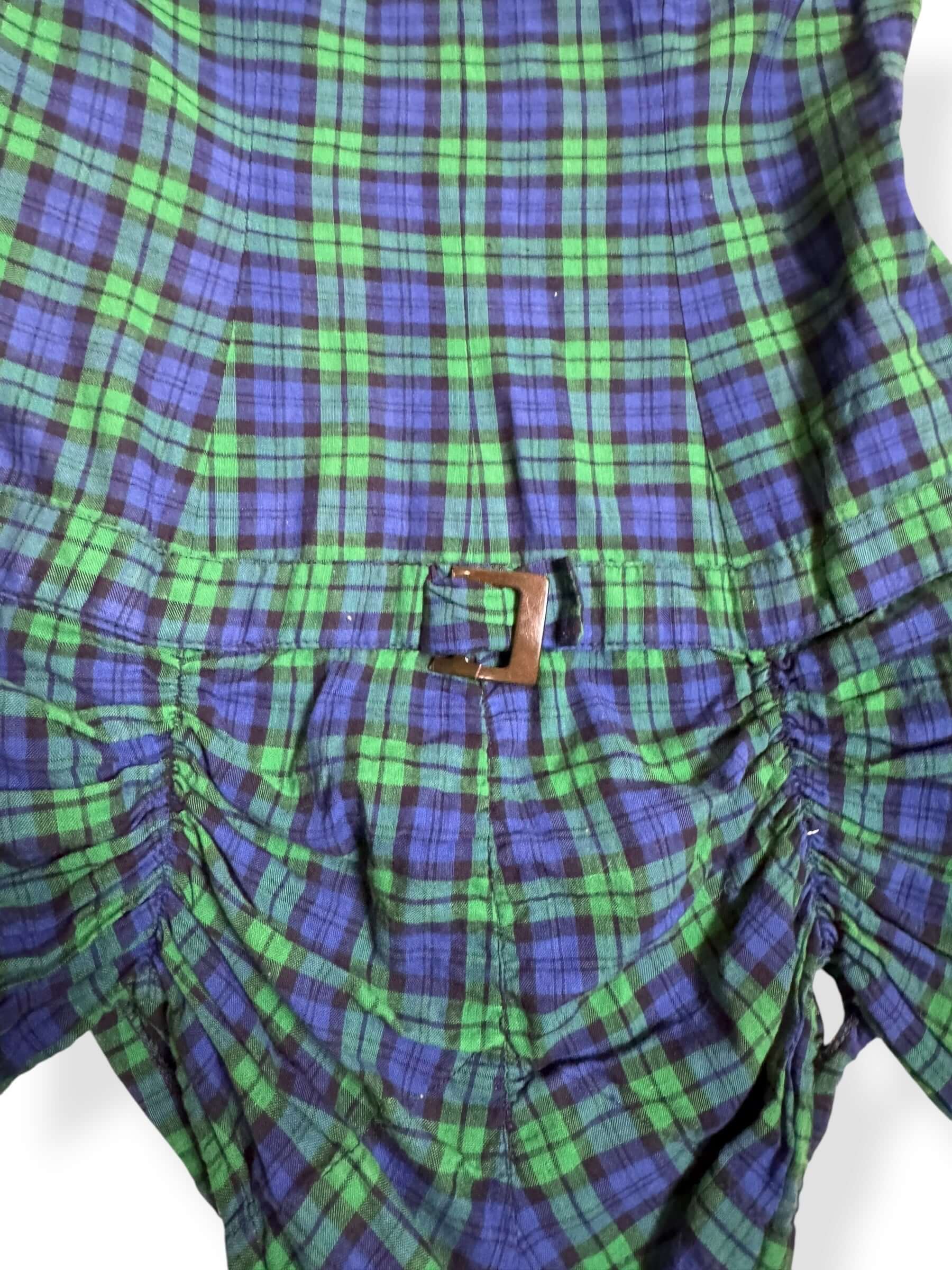 Belt view of 1950s Plaid Cotton Bathing Suit S