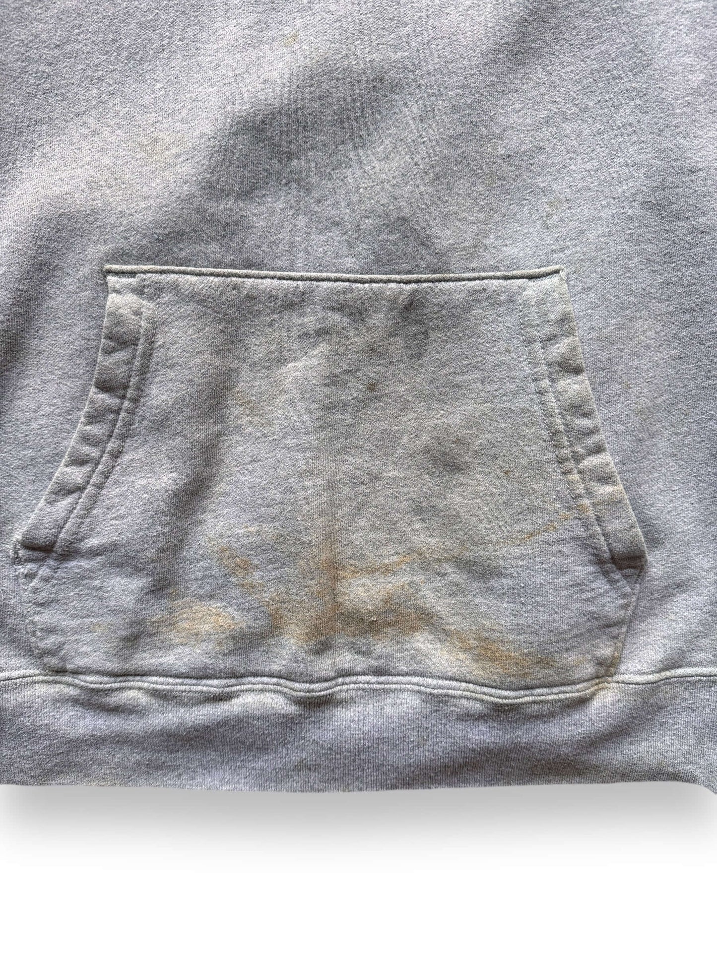 Front Pocket Staining on Vintage Champion Heather Grey Terry Fleece Hoodie SZ L