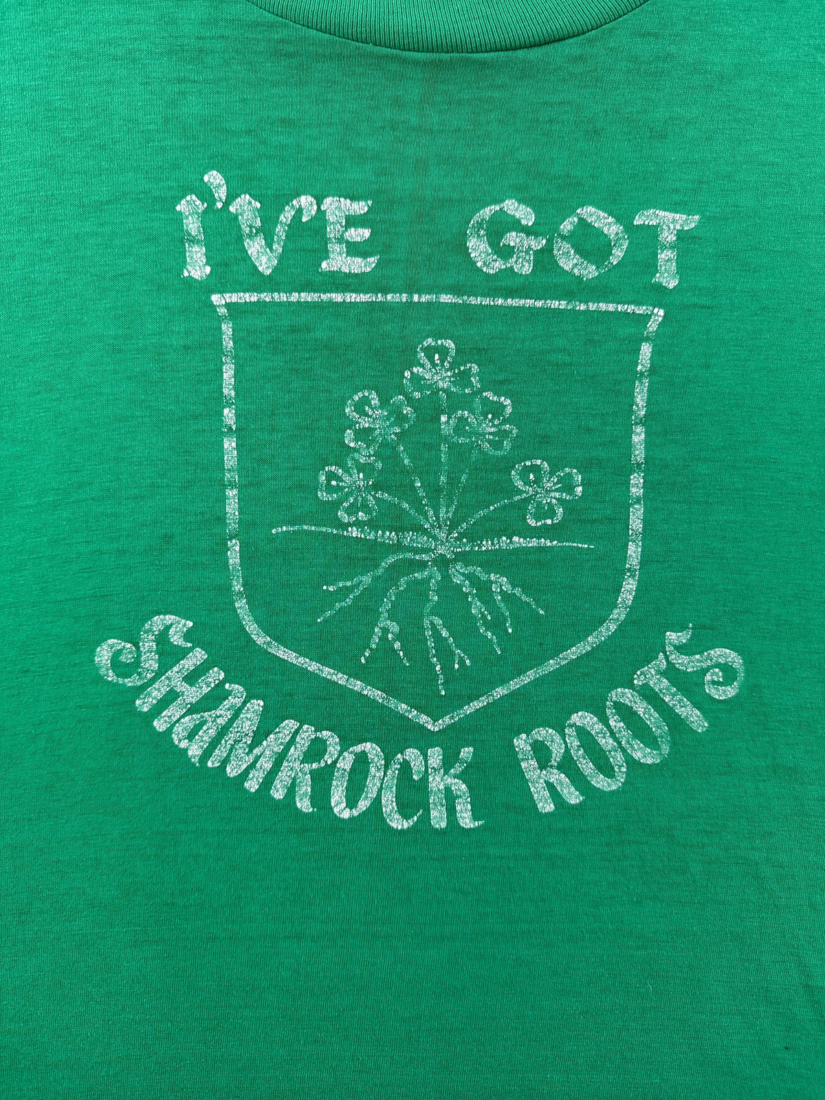 Front graphic on Vintage I've Got Shamrock Roots Tee SZ M/L