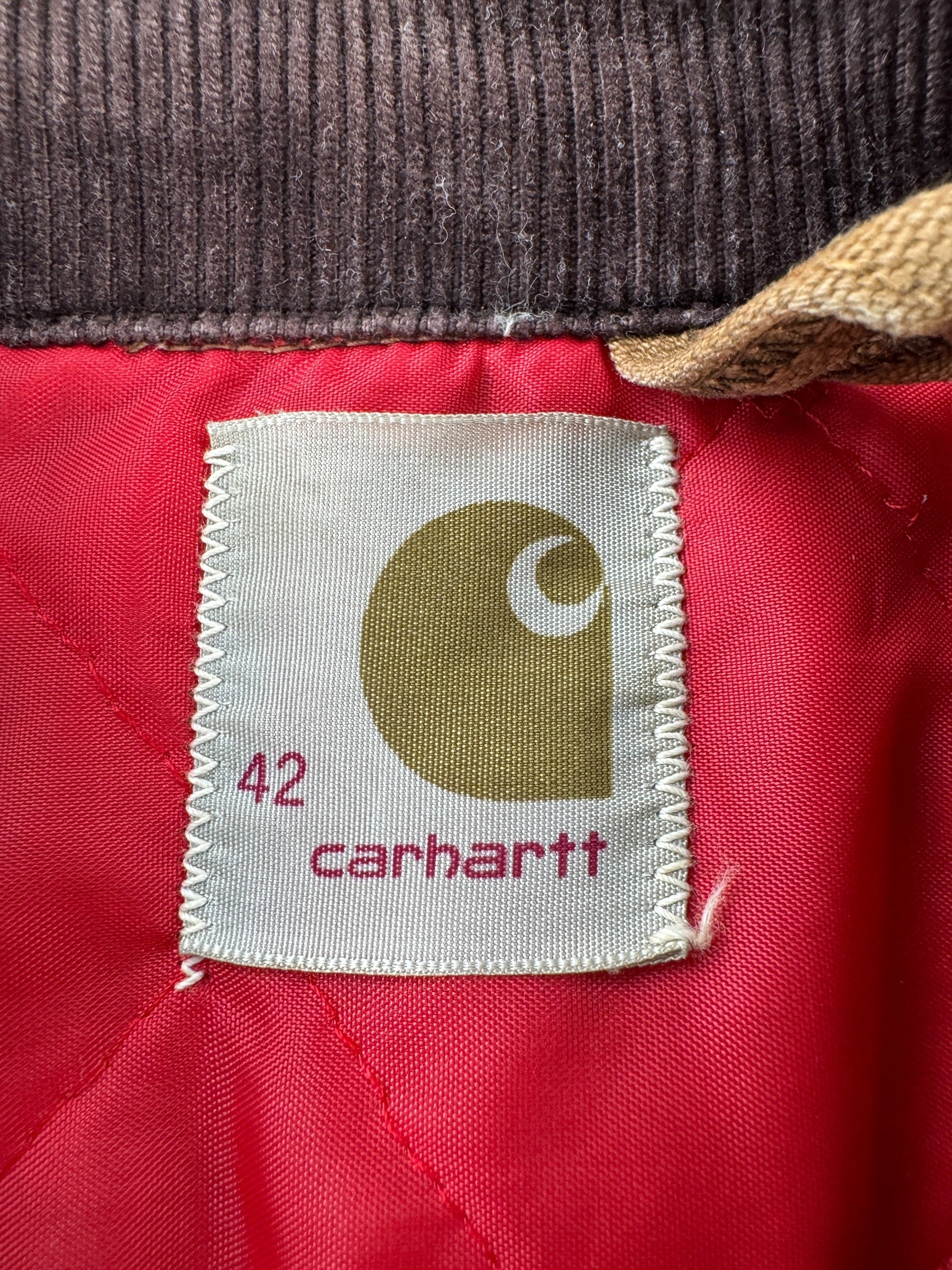 Label on Vintage 70s Carhartt Detroit Jacket SZ 42