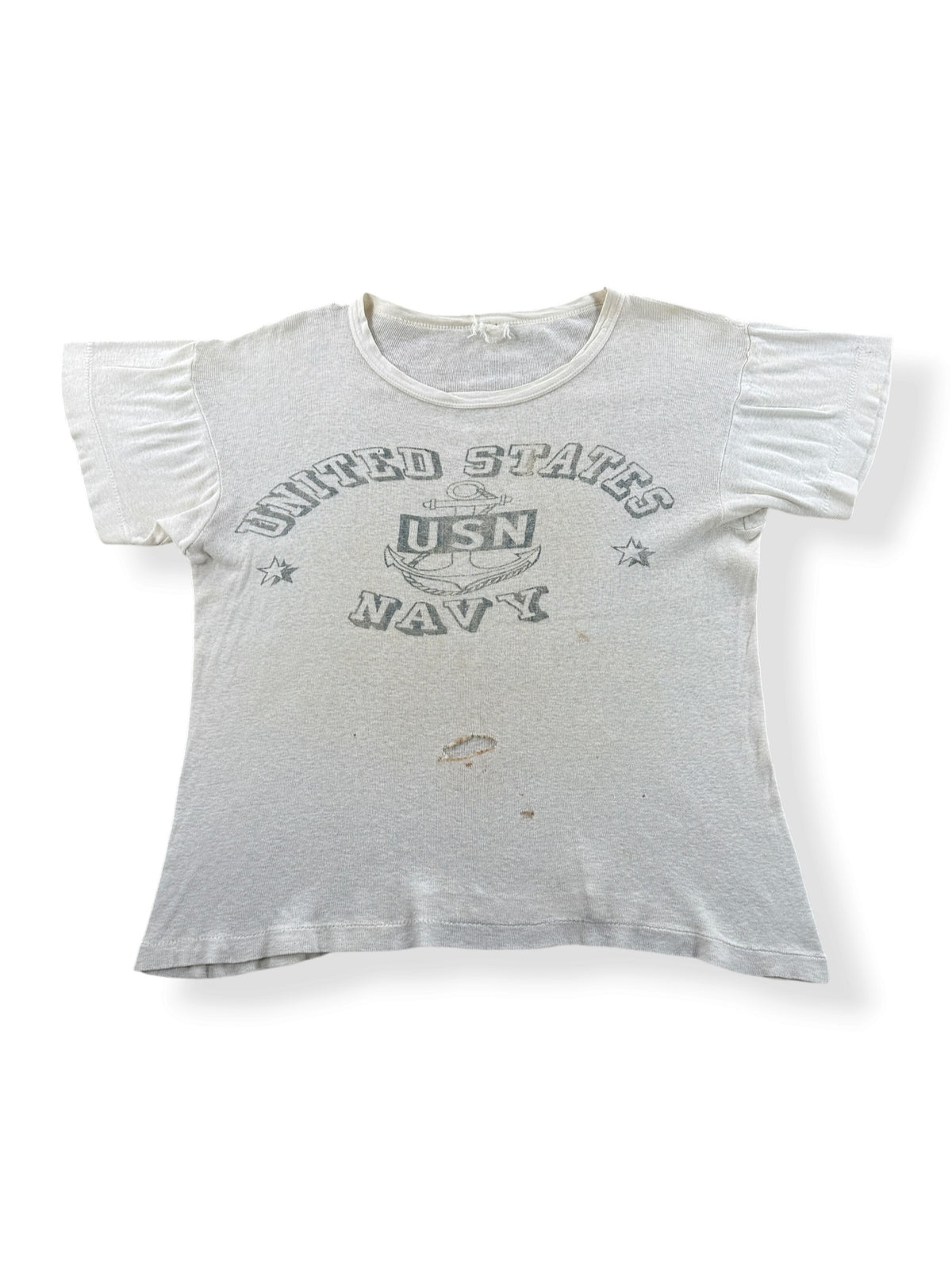 Front of Vintage 1940s US Navy Waterprint Tee SZ M