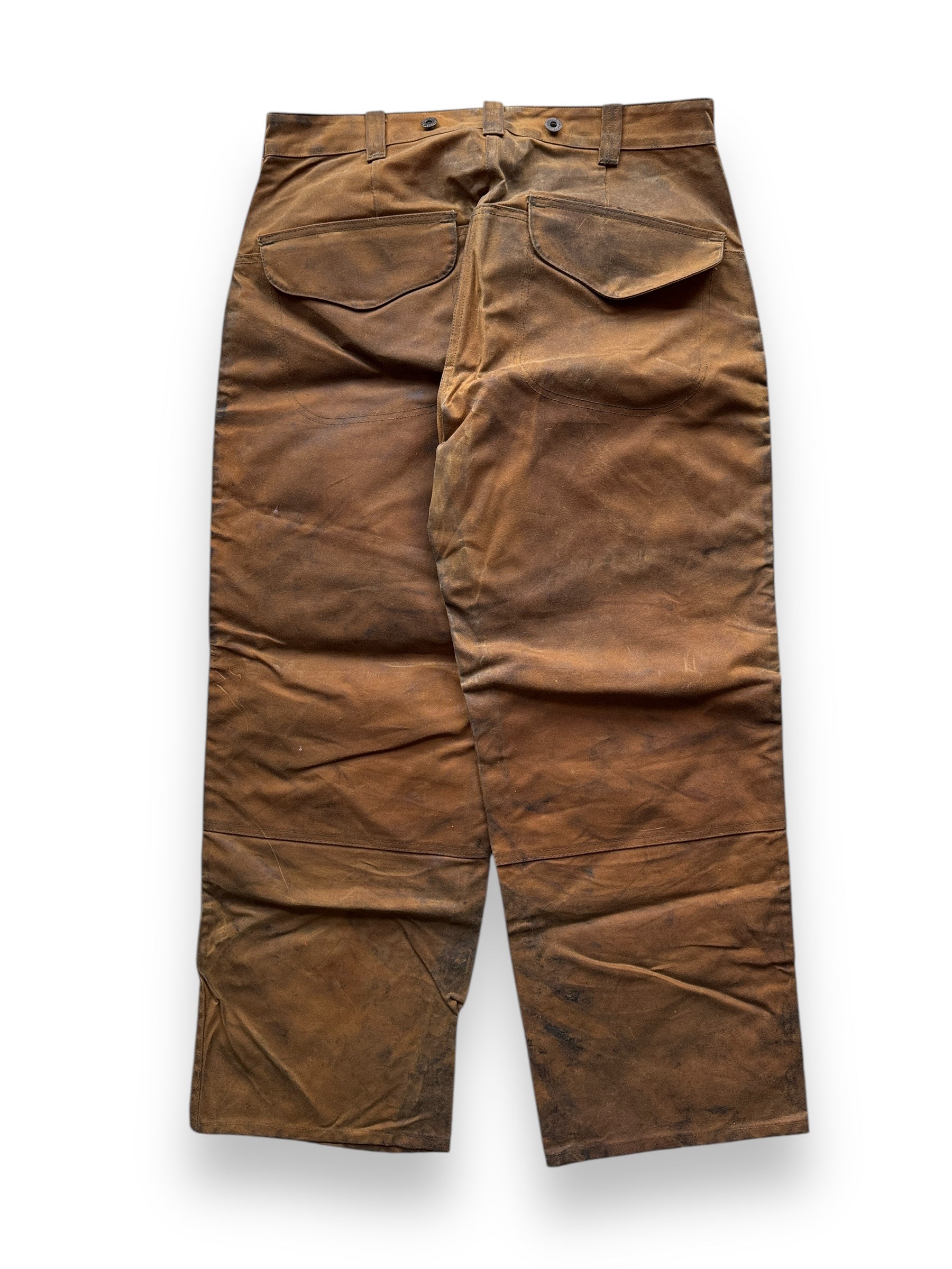 back of Filson Style 67 Double Tin Oil Trousers W34x27