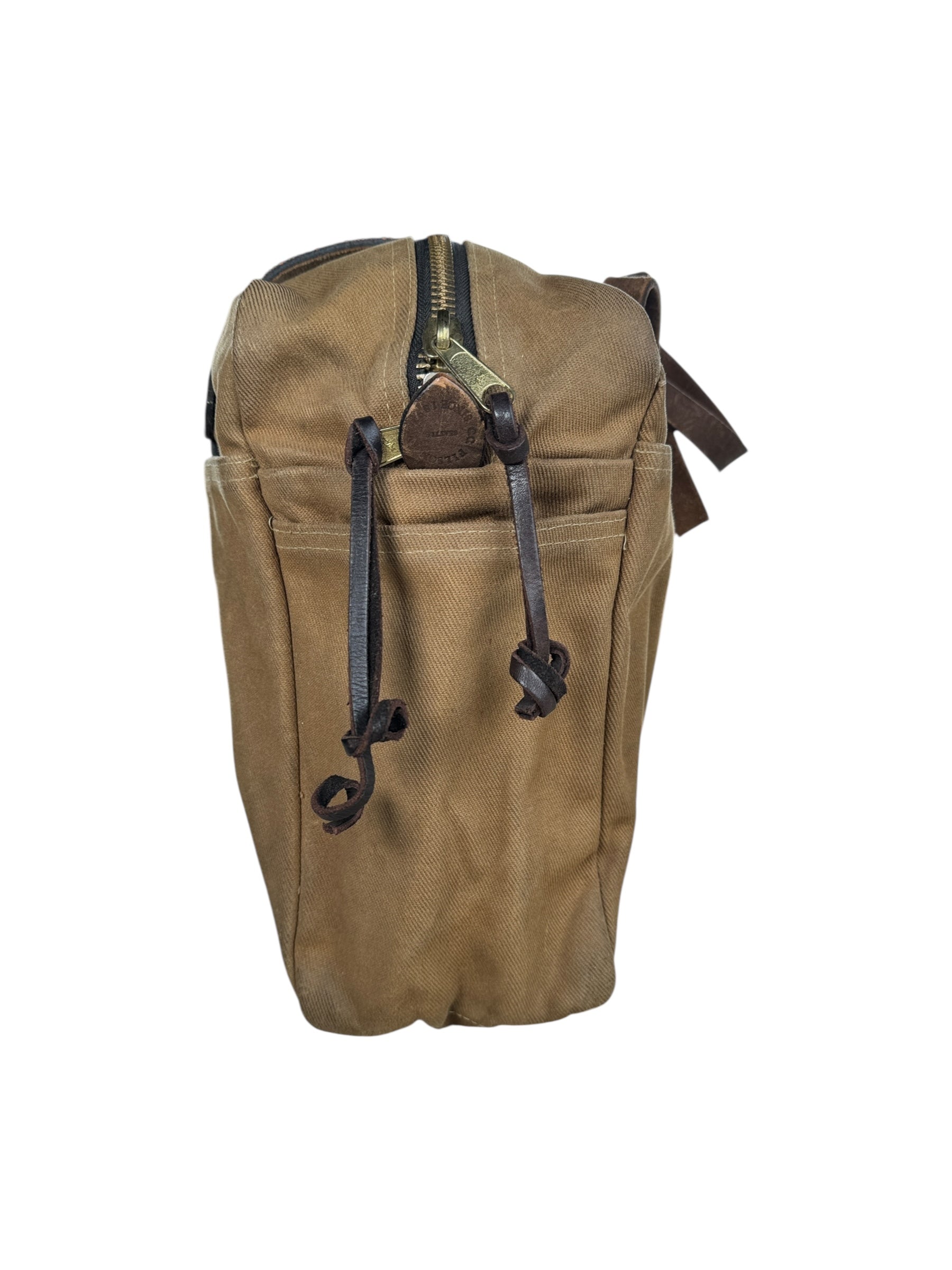 Side View of Vintage Talon Era Filson Rugged Twill Zippered Tote