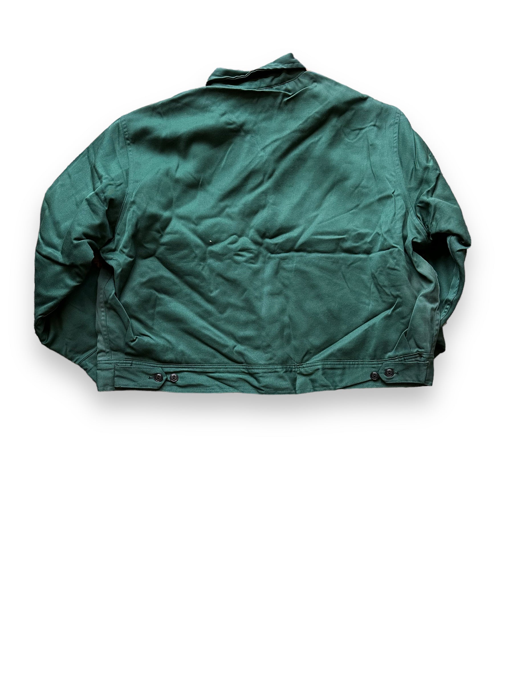 Rear View of Vintage Green Troyset Blanket Lined Gas Station Jacket SZ 54 | Vintage Workwear Jacket Seattle | Seattle Vintage Clothing