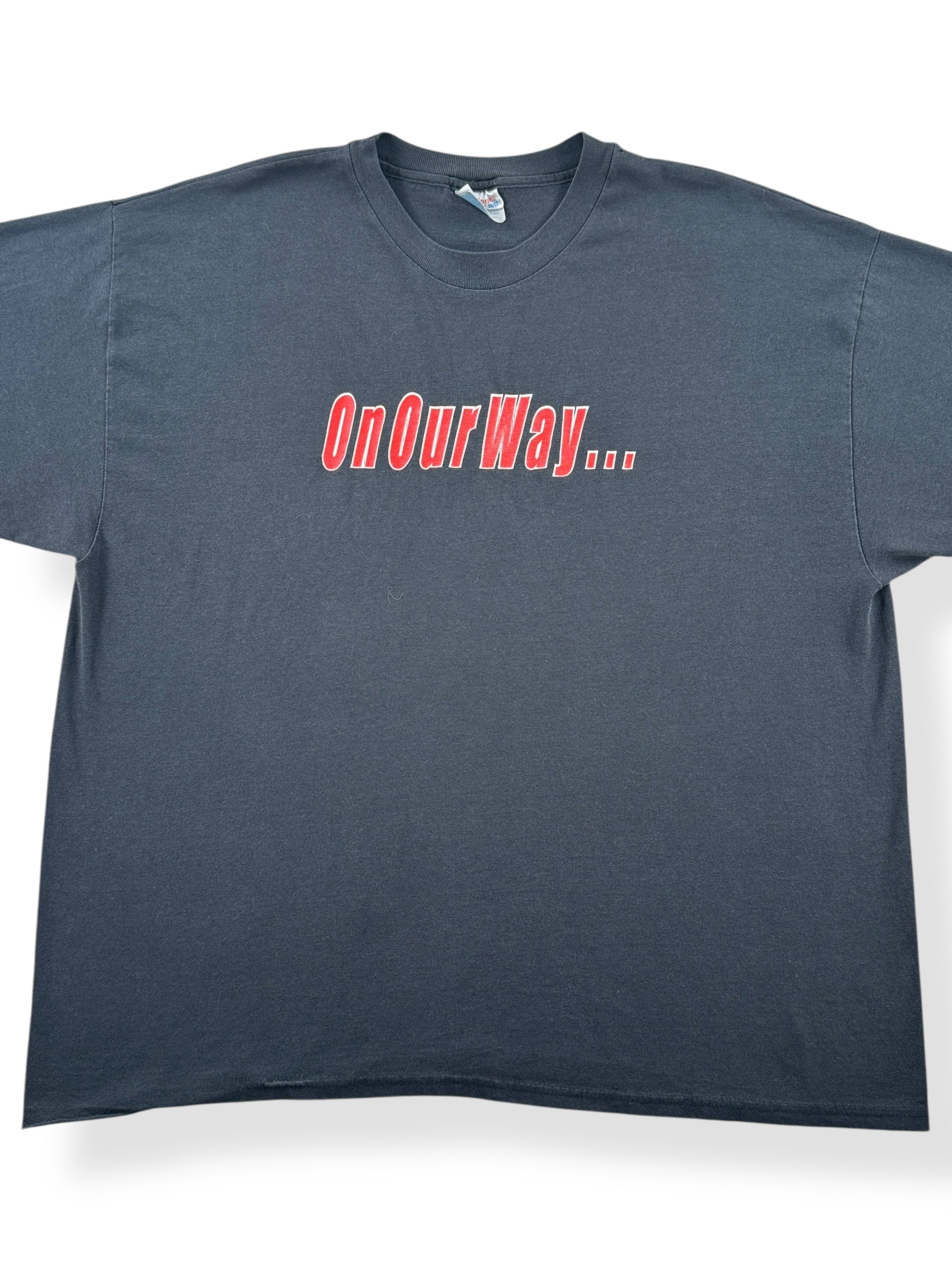 Front Close Up of Vintage On Our Way Oberto Tee SZ XXL