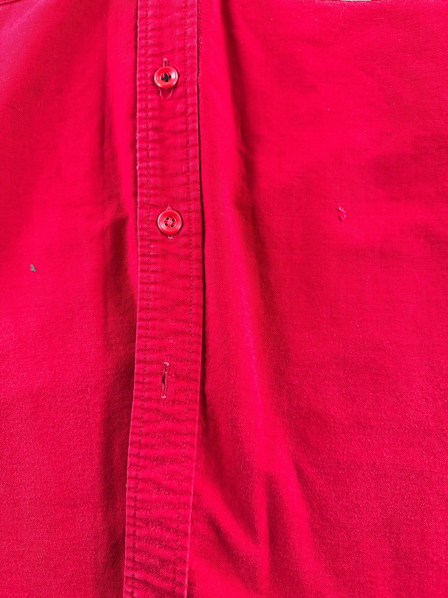 Wear and button missing picture of Vintage 1960s LL Bean Script Era Chamois Cloth Shirt