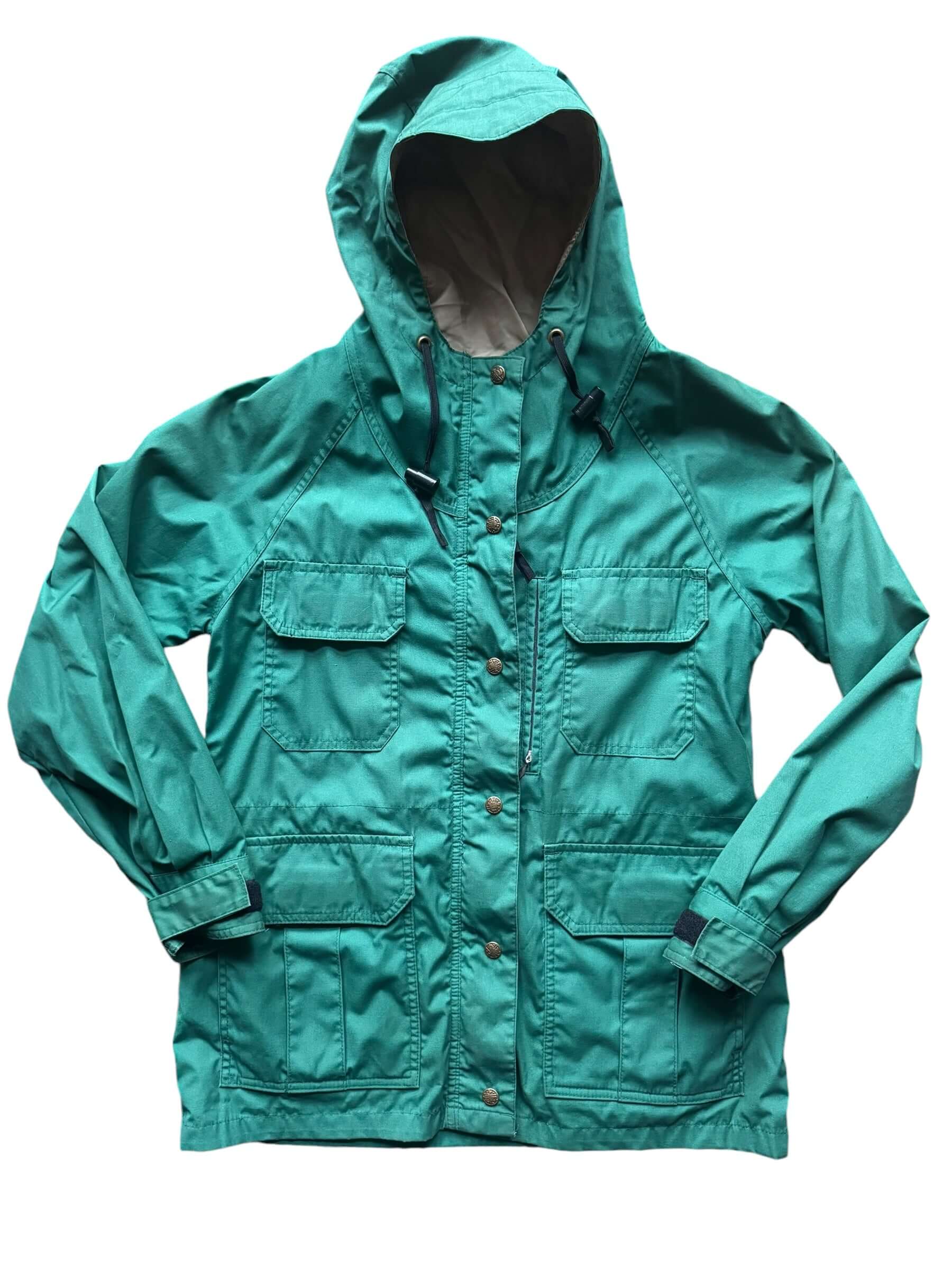 Front flat lay of 1980s Women's REi Co-Op Rain Jacket M