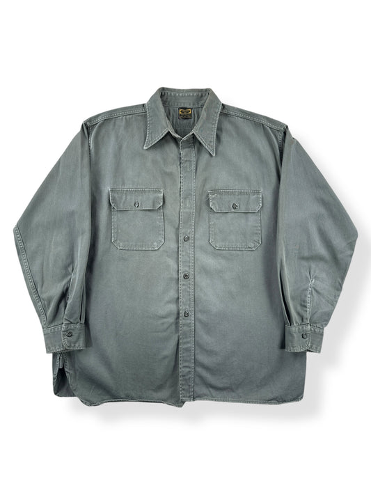 Front of Vintage Washington "Dee-Cee" Vat Dyed Grey Twill Shirt SZ XL AS IS