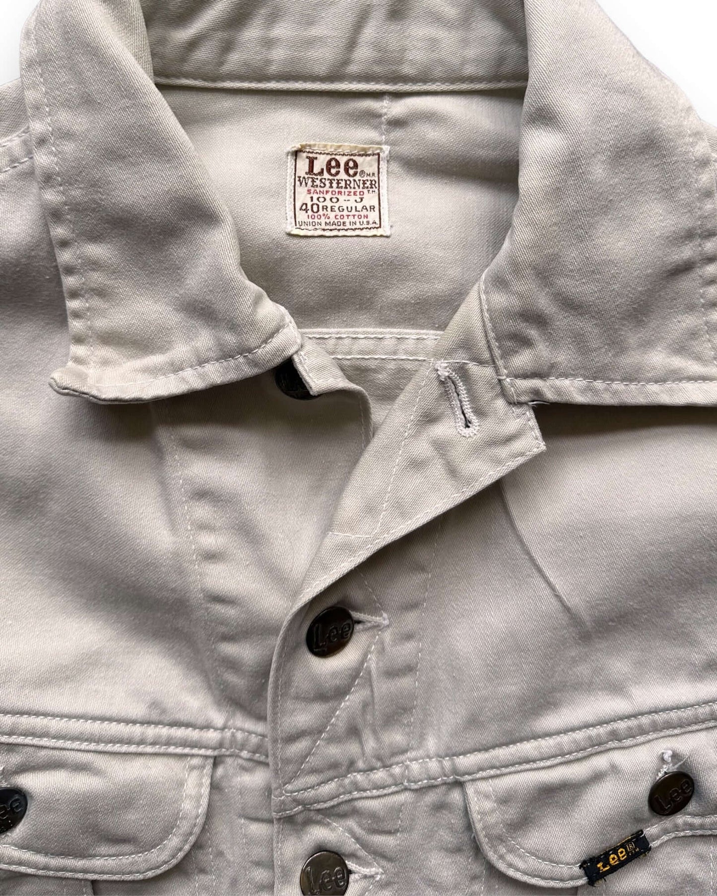 Tag View of Vintage Lee Westerner Jacket SZ 40 | Vintage Lee 100-J Denim Workwear Seattle | Seattle Vintage Denim