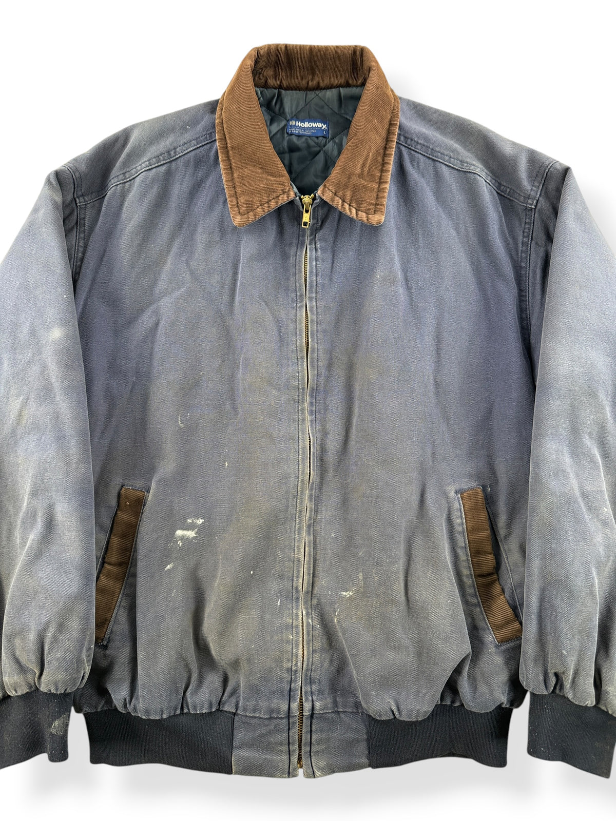 Close-up of Vintage Holloway Navy Work Jacket SZ L