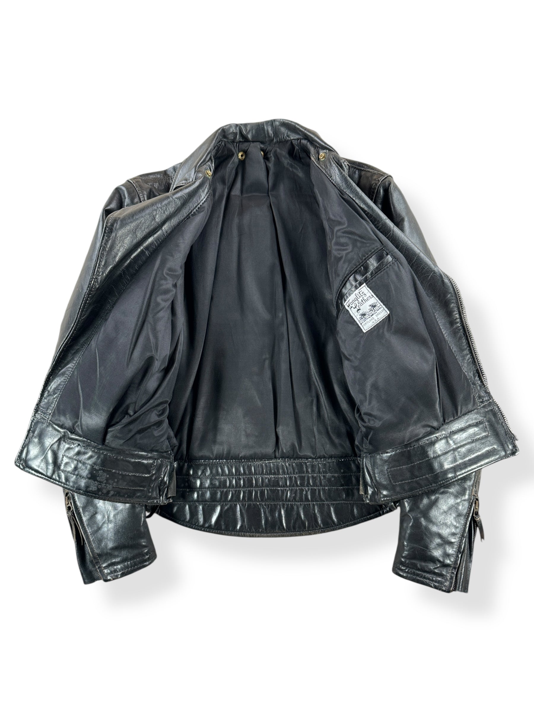 Inside of Vintage Langlitz Columbia Leather Jacket SZ S