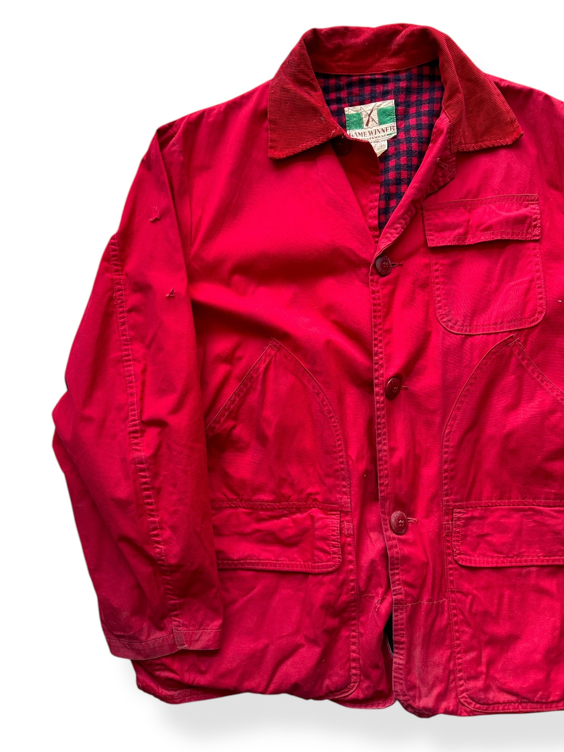 Front Right of Vintage Game Winner Red Hunting Coat SZ M