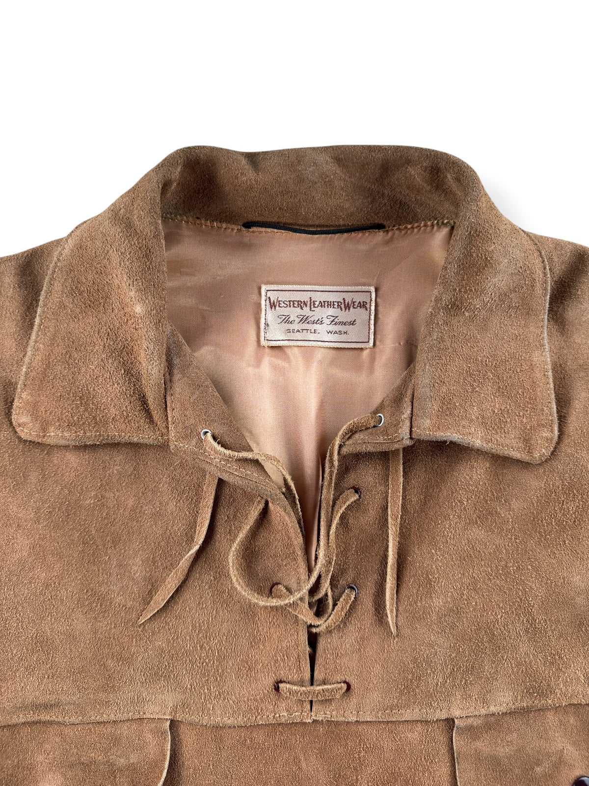 Collar on Vintage Leather Lace Up Pullover SZ M