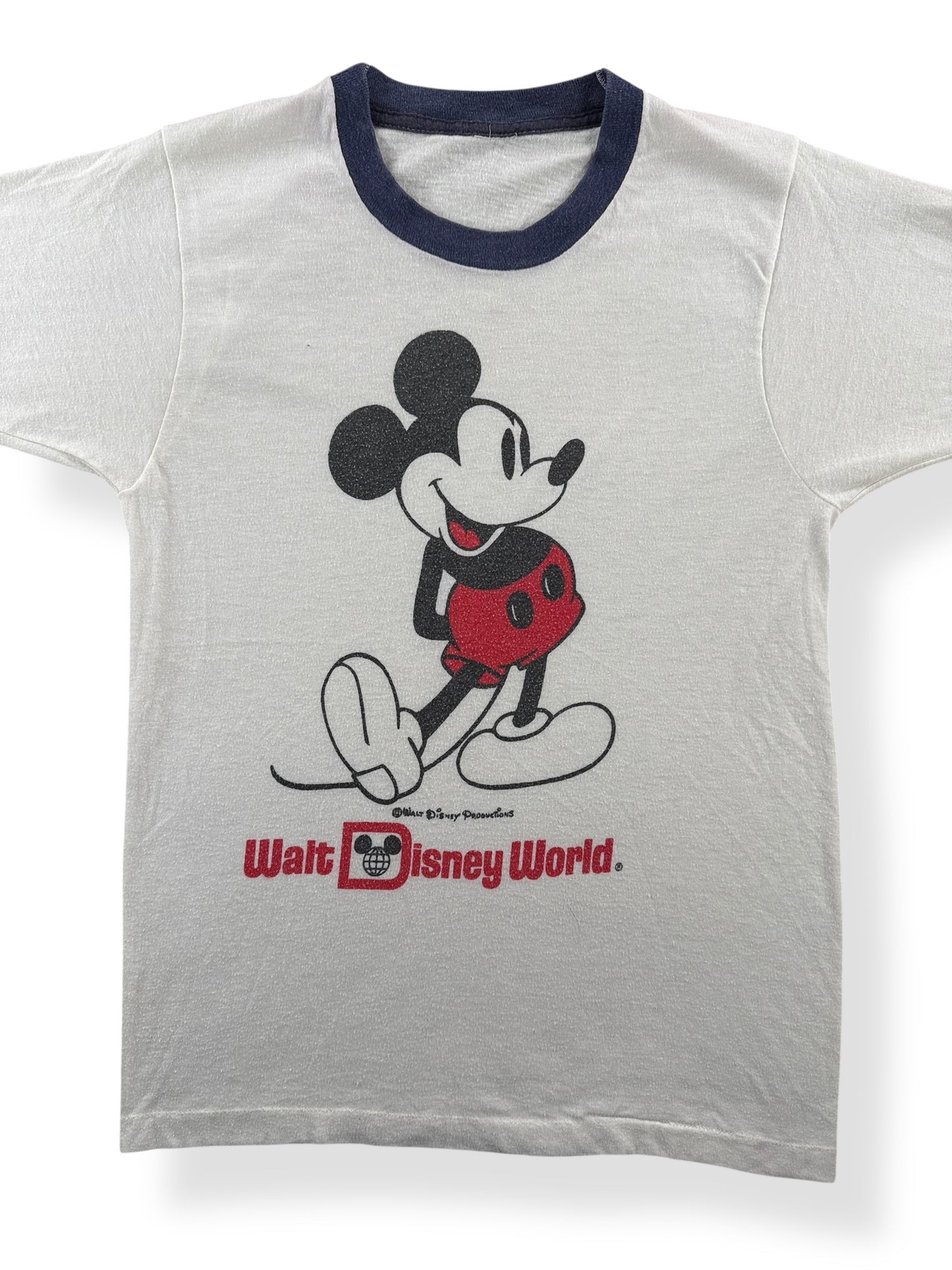 Front Close Up of Vintage Disney Ringer Tee SZ XS