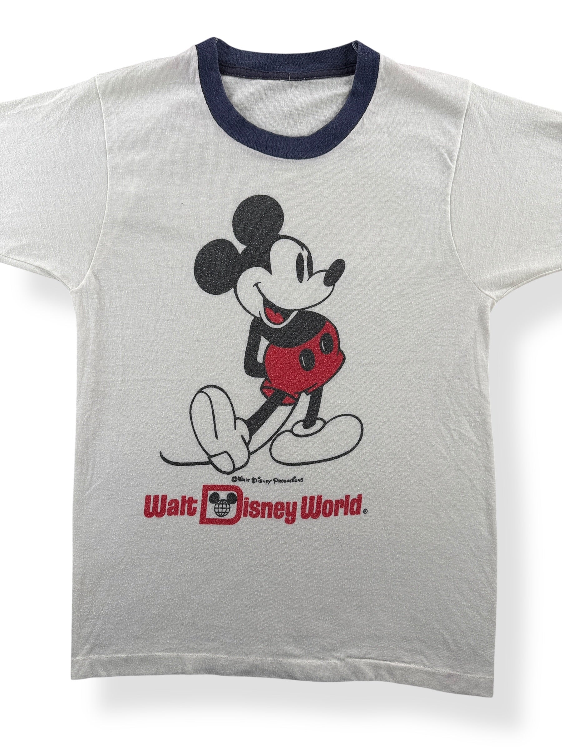 Front Close Up of Vintage Disney Ringer Tee SZ XS