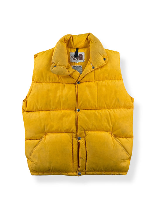 Front of Vintage North Face Mustard Yellow Down Vest SZ M