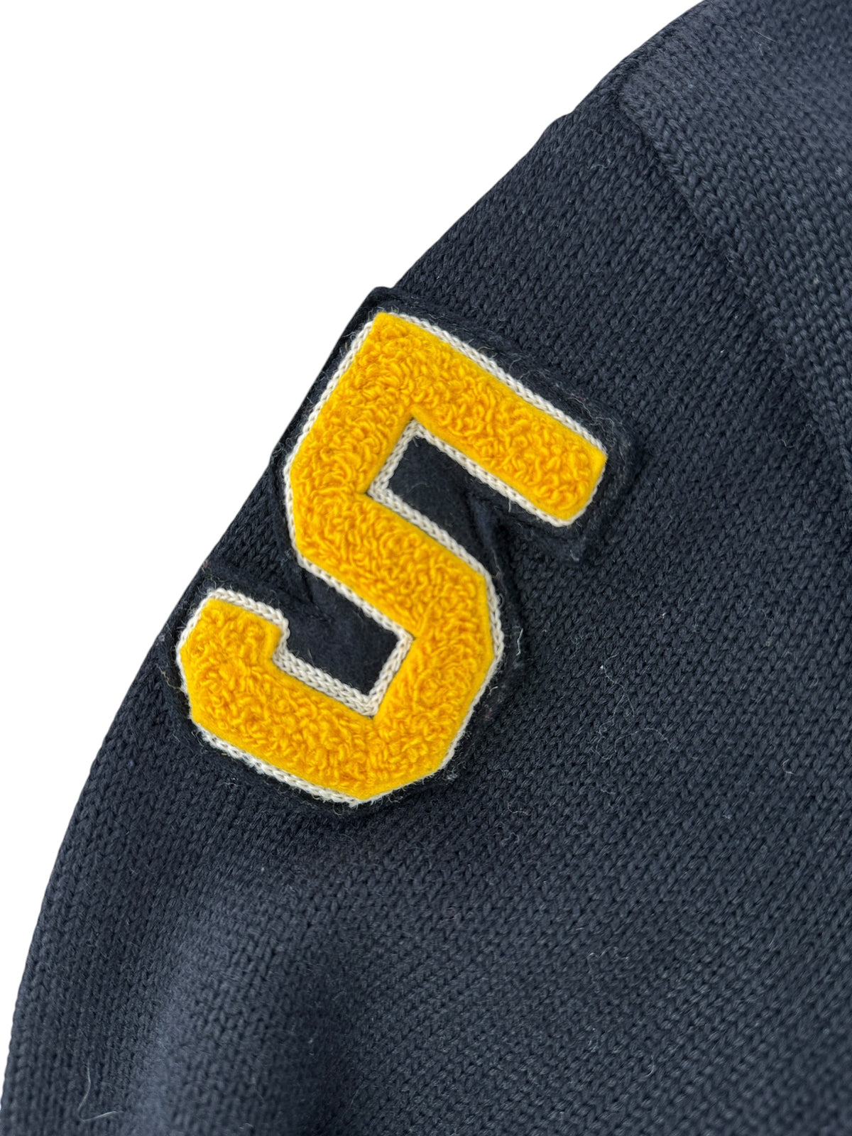 Patch on sleeve of Vintage Wool Lettermans Sweater with Medals + Pins SZ M