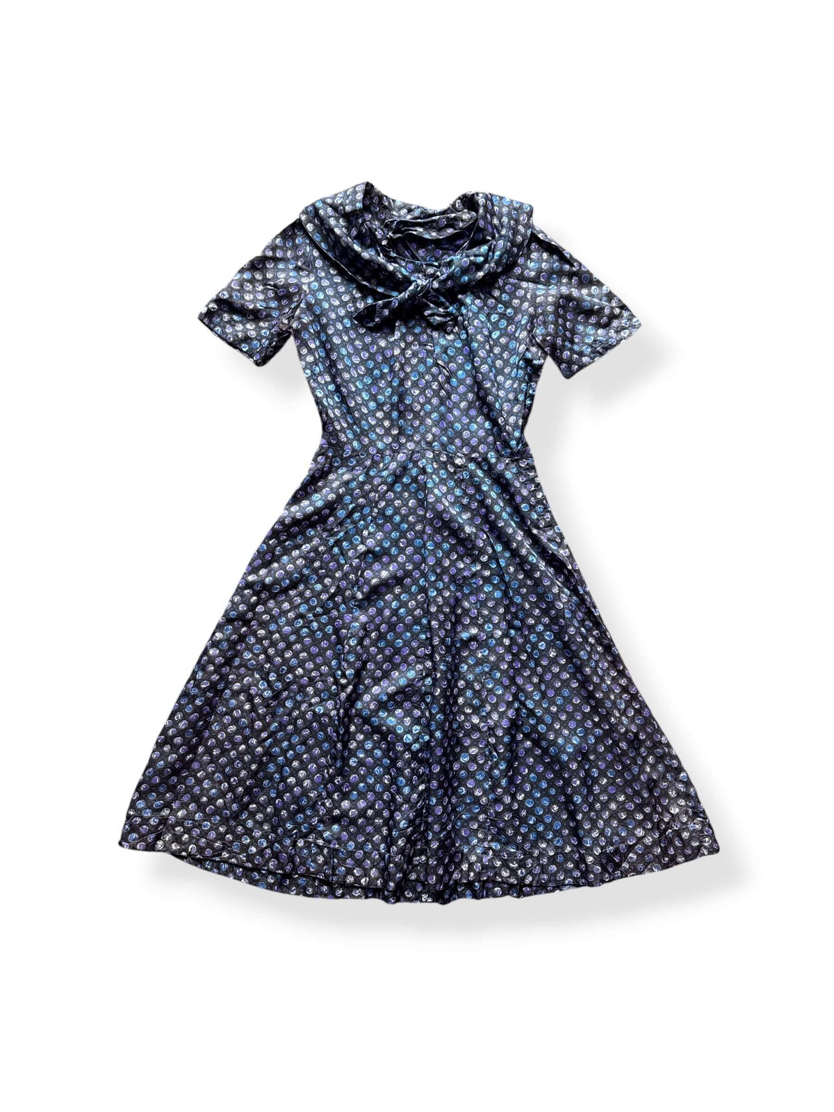 Front of Vintage 40s-50s Fit and Flare Polka Dot Dress SZ S