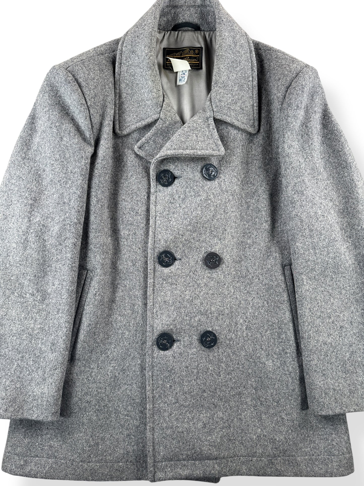 Front Close Up of Vintage 80s Eddie Bauer Pea Coat SZ L