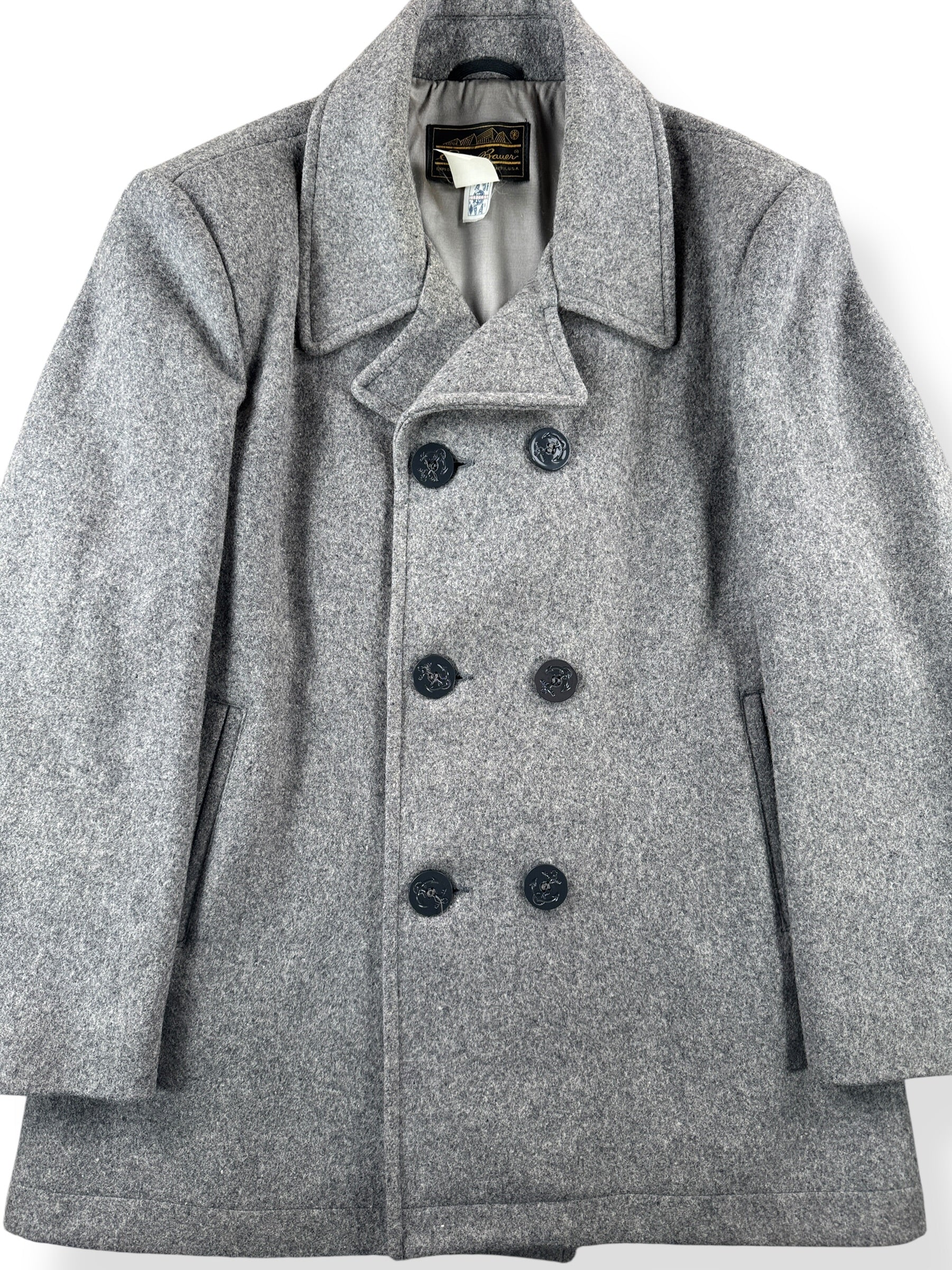 Front Close Up of Vintage 80s Eddie Bauer Pea Coat SZ L