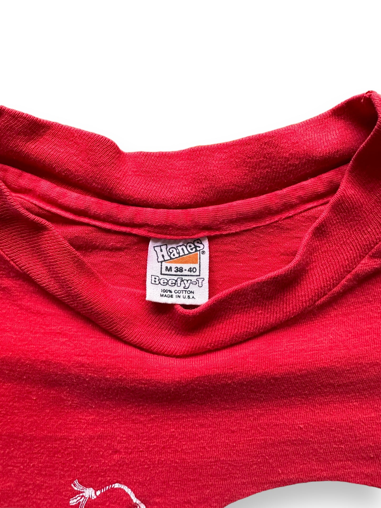 Tag View of Vintage Red Bah Humbug Christmas Tee SZ M | Vintage Scrooge T-Shirts Seattle | Barn Owl Vintage Clothing Seattle