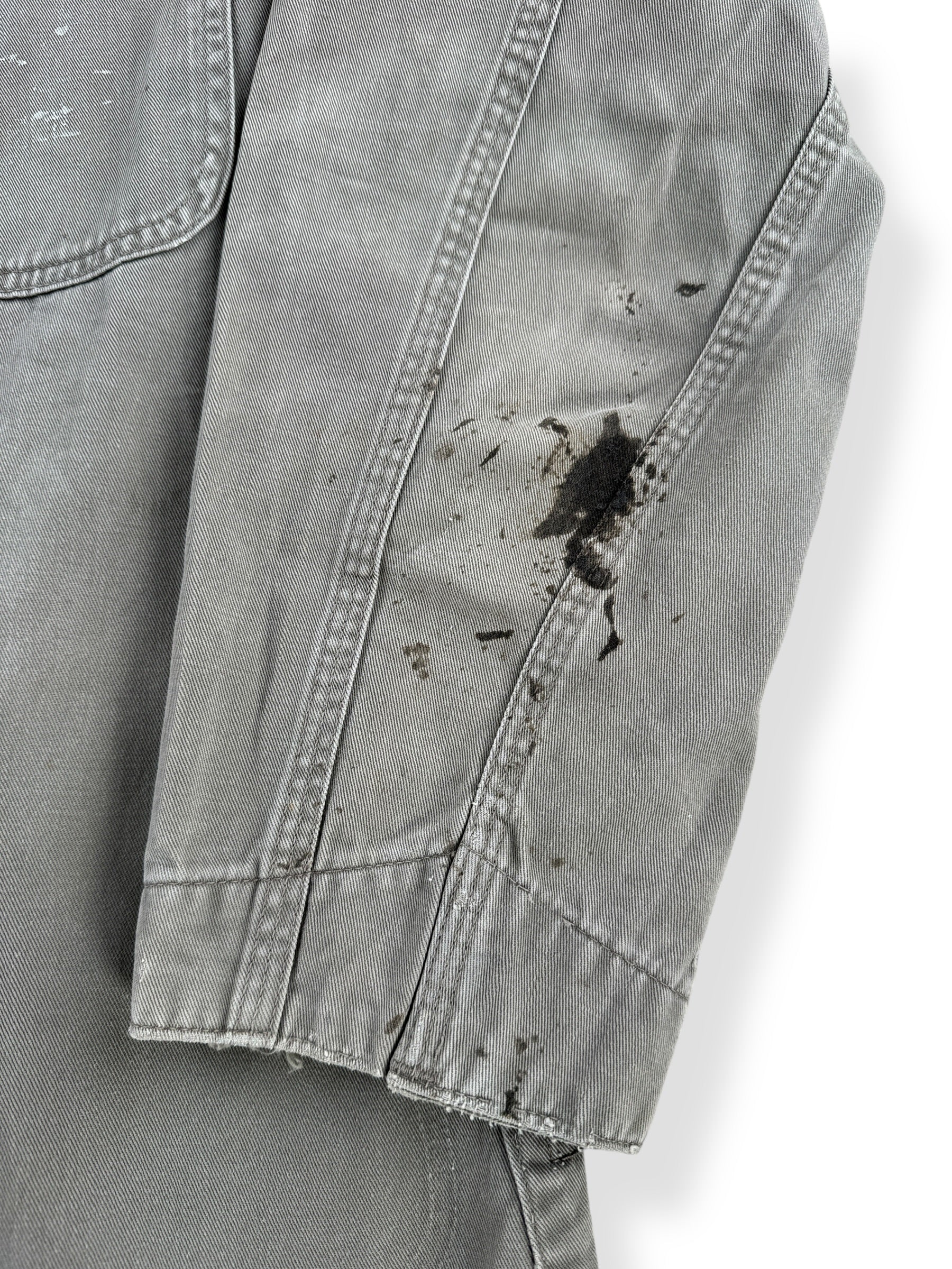 Staining on Vintage Unitog Grey Repaired Shop Coat SZ M
