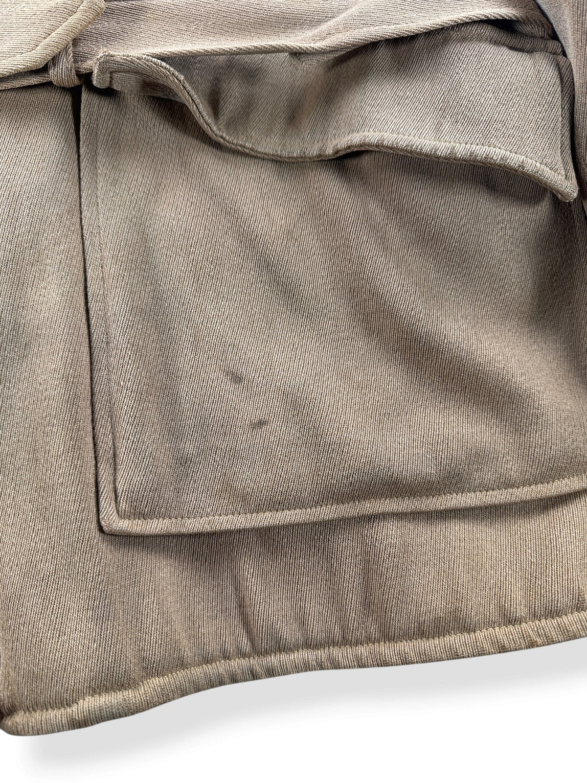 Small stains on front pocket of Vintage 40s JC Penny Sport Clad Calvary Twill Jacket SZ L