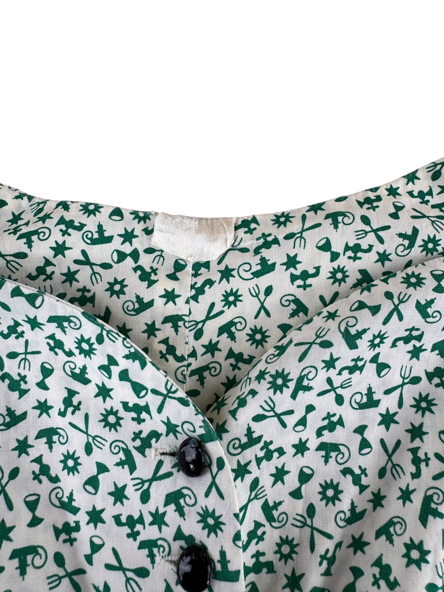 Tag on Vintage Green Patterned House Dress SZ M