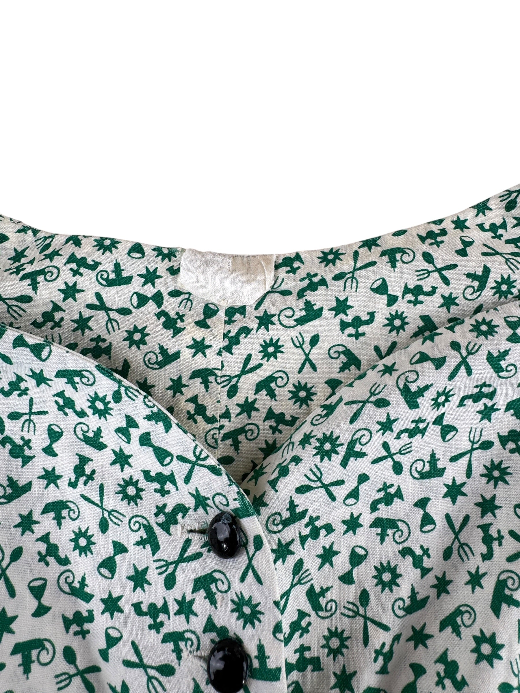 Tag on Vintage Green Patterned House Dress SZ M